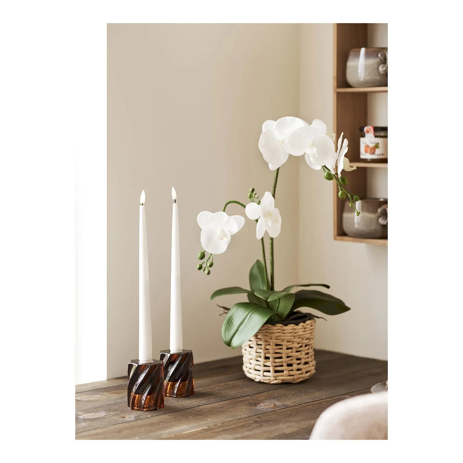 Świeczniki szklane CANDLE zestaw 2 sztuk przydymiony brąz - 4561202