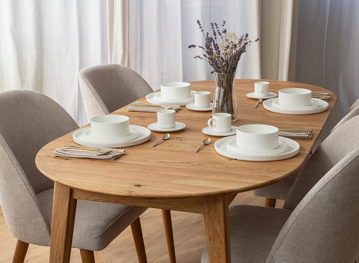 Stół dębowy okrągły ORBETELLO rozkładany 90x90(140-190) - dąb olejowany - KULSR90_2X50