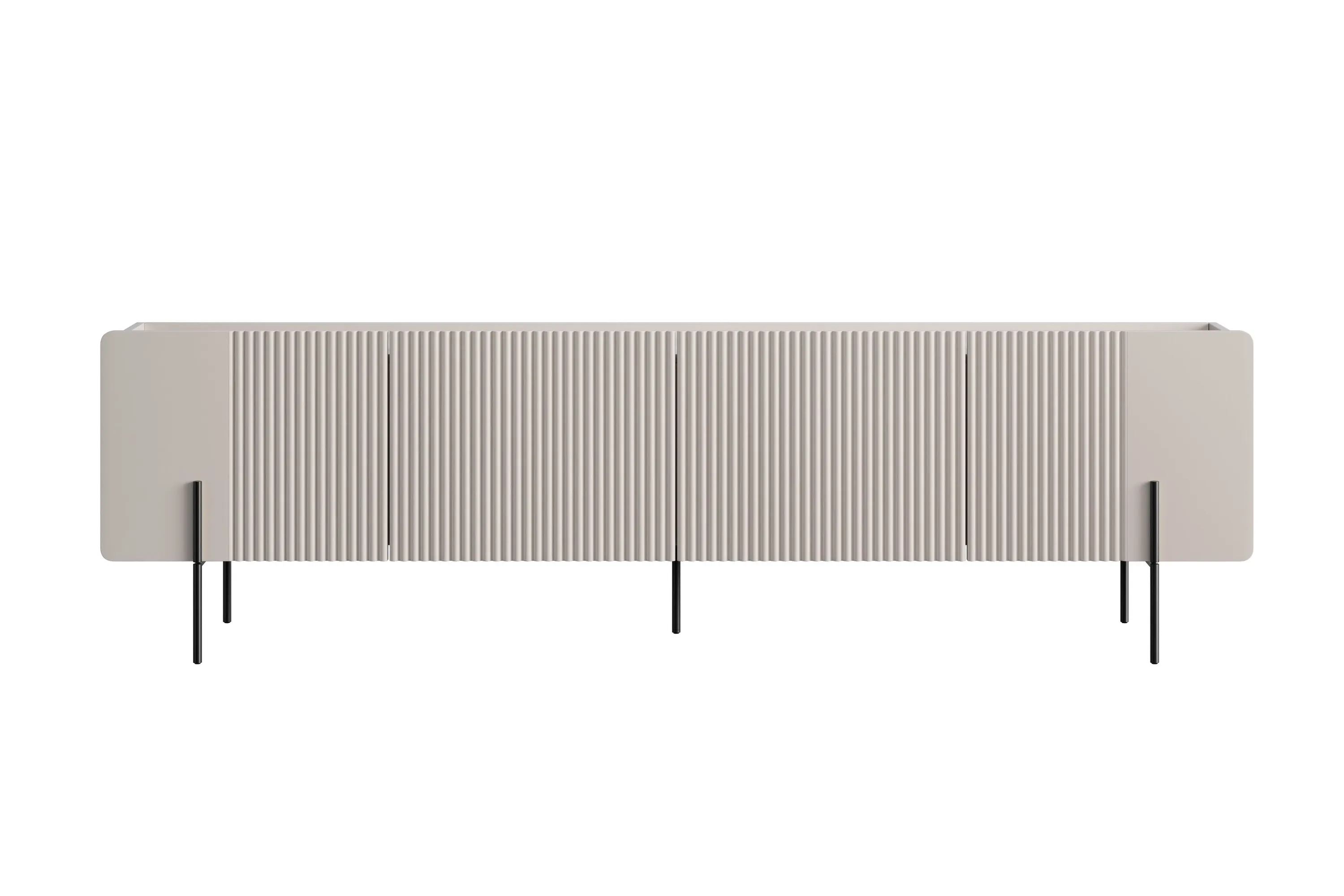 Szafka RTV 2-drzwiowa z 2 szufladami MALMI 200cm - kaszmirowa - czarne nogi - B_167028