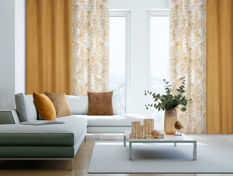 ZASŁONA LIŚCIE HARIET 140 X 250 CM NATURALNY - EU_398336