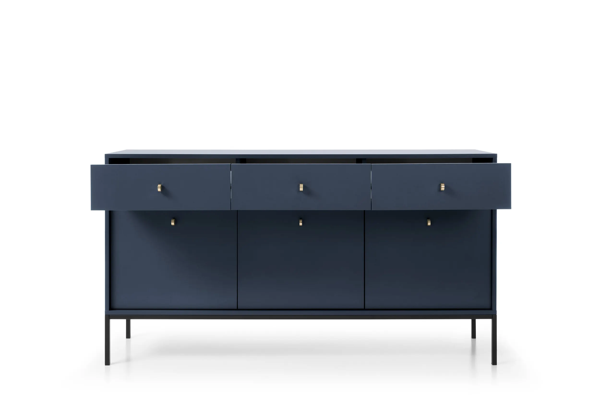 Komoda 3-drzwiowa z 3 szufladami MONO Granatowy, Czarny