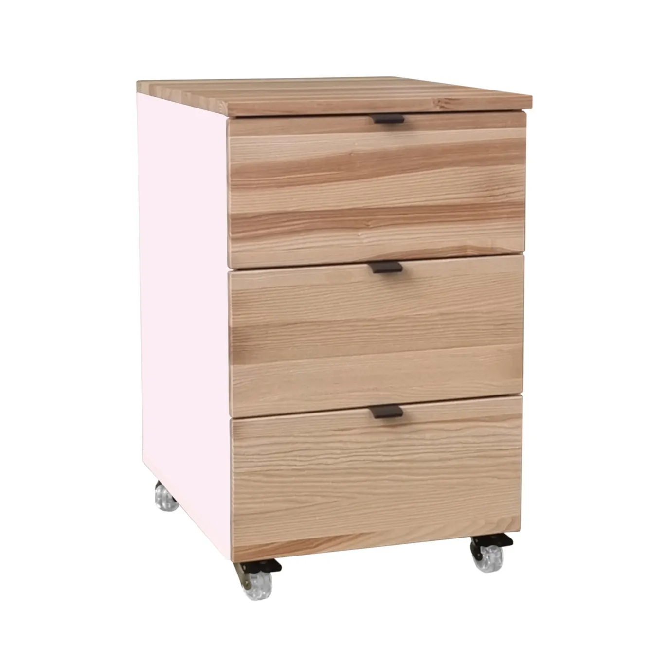 Kontenerek pod biurko z szufladami LUKA na kółkach 41x50 różowy/naturalny jesion Szuflada, Meble, Szafka, Skrzynka pocztowa