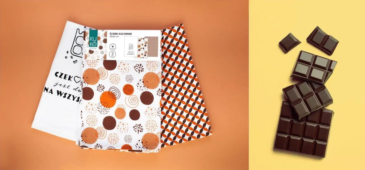 Ścierka zestaw 3 szt. KUKE 005 czekolada 40x60 wielokolorowy - FARO_25578
