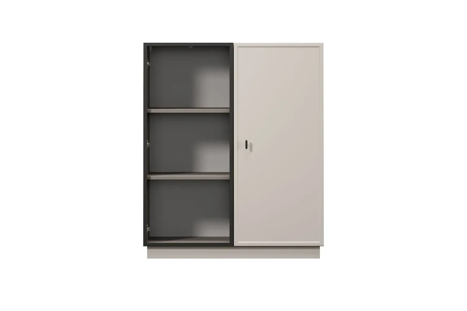 Witryna 2-drzwiowa LORINI 100 oświetlenie LED szkło Antosol - cashmere uchwyt T-bar czarny cokół - B_166734