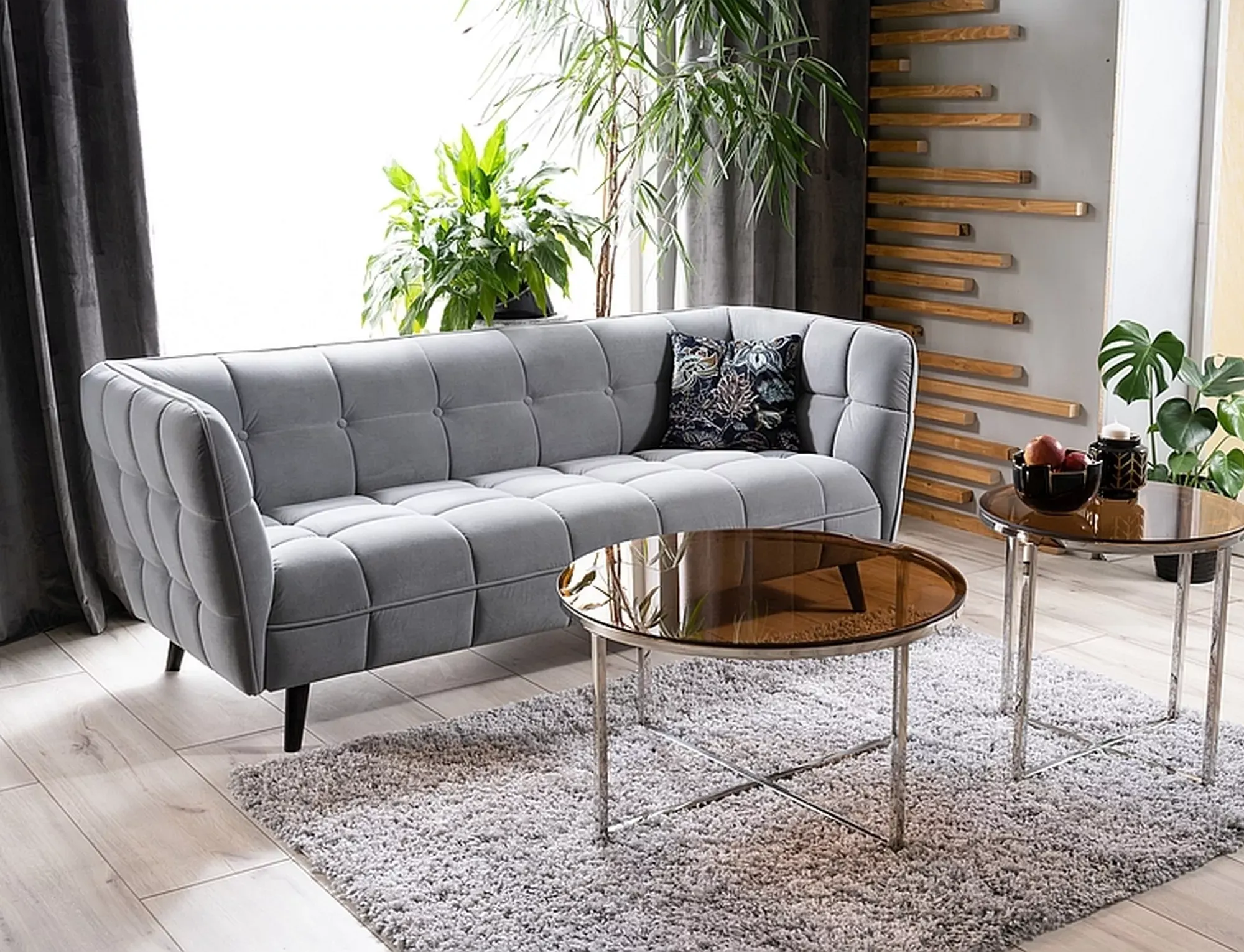 Sofa CASTELLO 3 VELVET Bluvel 14 szara wenge - CASTELLO3V14