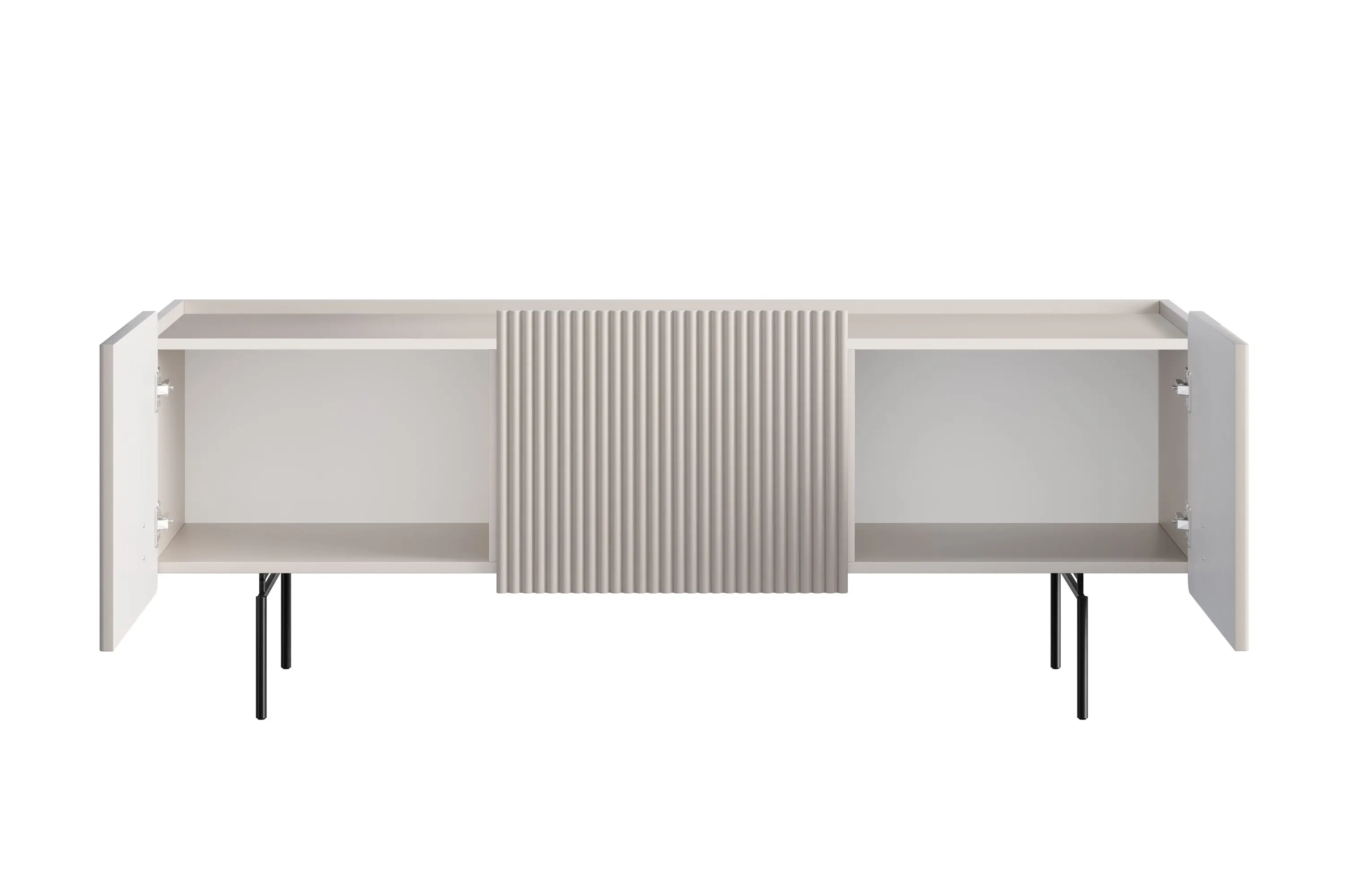 Szafka RTV 2-drzwiowa z 1 szufladą MALMI 150cm - kaszmirowa czarne nogi - B_167033