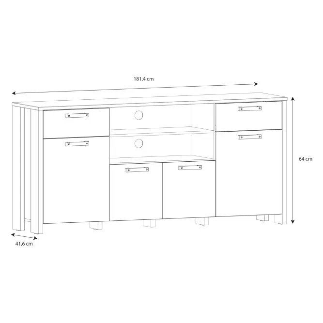 Komoda CLIF 4-drzwiowa z 2 szufladami i wnękami- old wood vintage, beton - CLFK242-C546