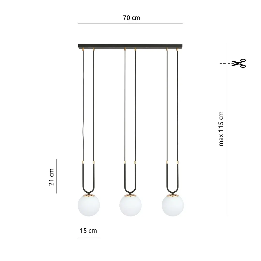 Lampa wisząca GLAM 3 czarny biały — zdjęcie 6