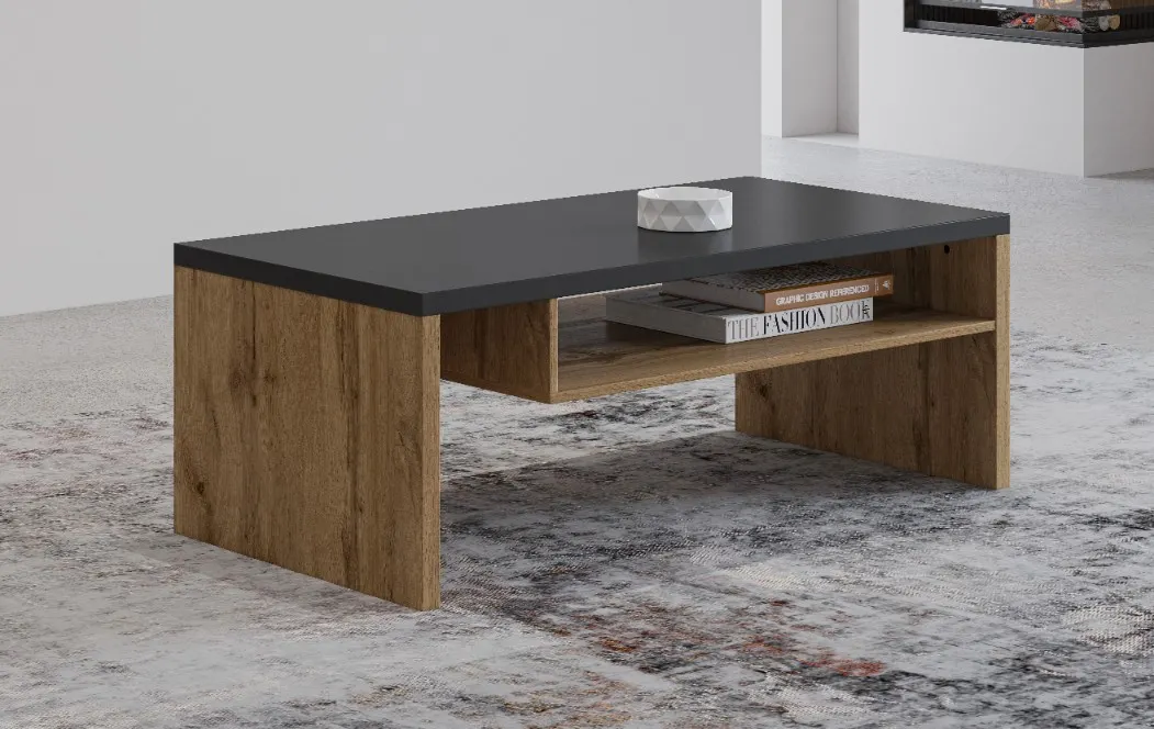 Stolik kawowy z półką CROSS 60x120 dąb wotan - 24N6MY99