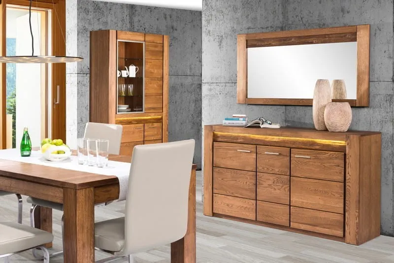 Witryna 4-drzwiowa VELVET 12 drewniana dąb rustical 200x110x42cm - TH-100-0625