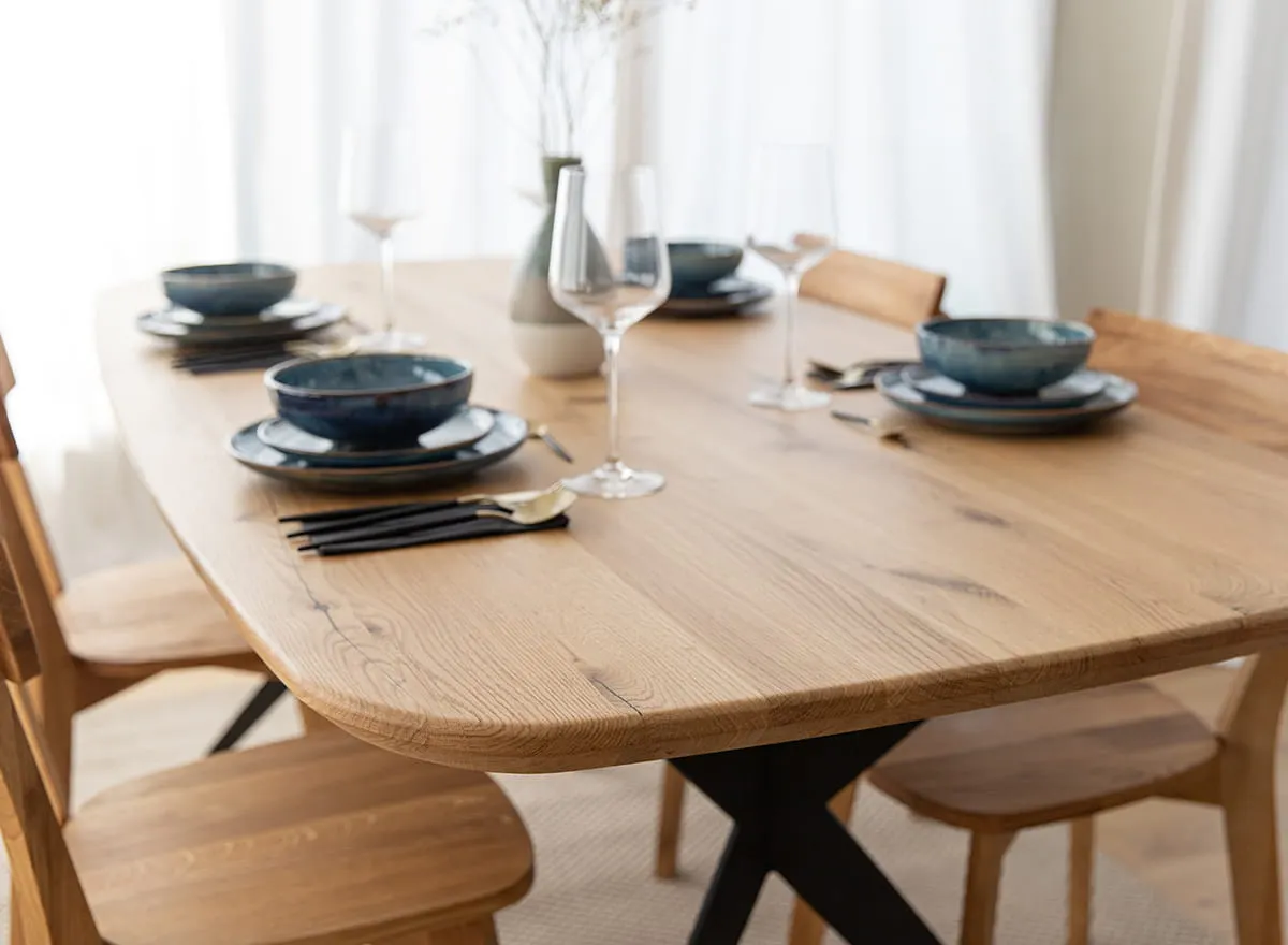 Stół dębowy SISTINA 160x90 na metalowych nogach, naturalny, olejowany - SISTINA160X90