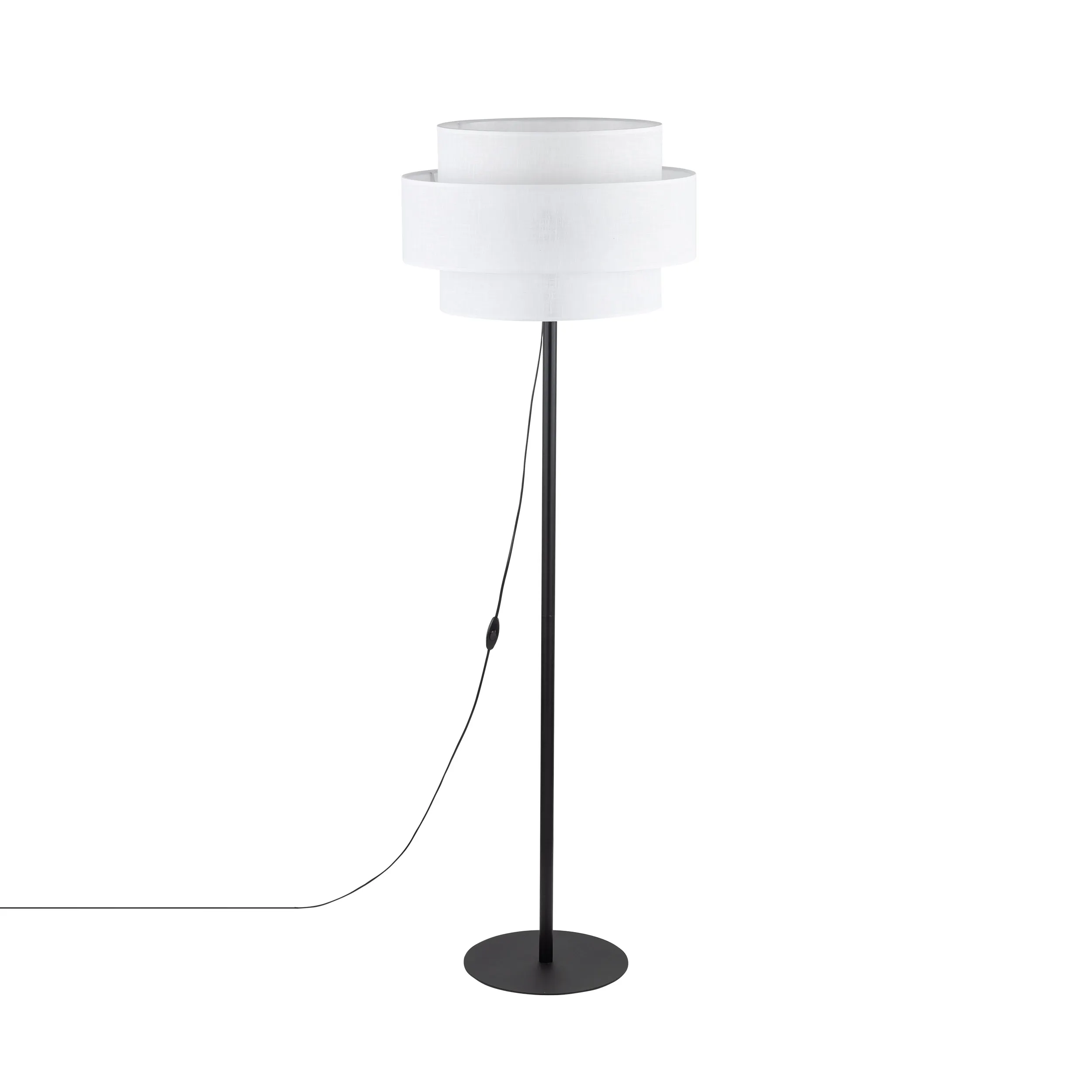 Lampa podłogowa CALISTO czarna z białym kloszem z tkaniny 159x50cm