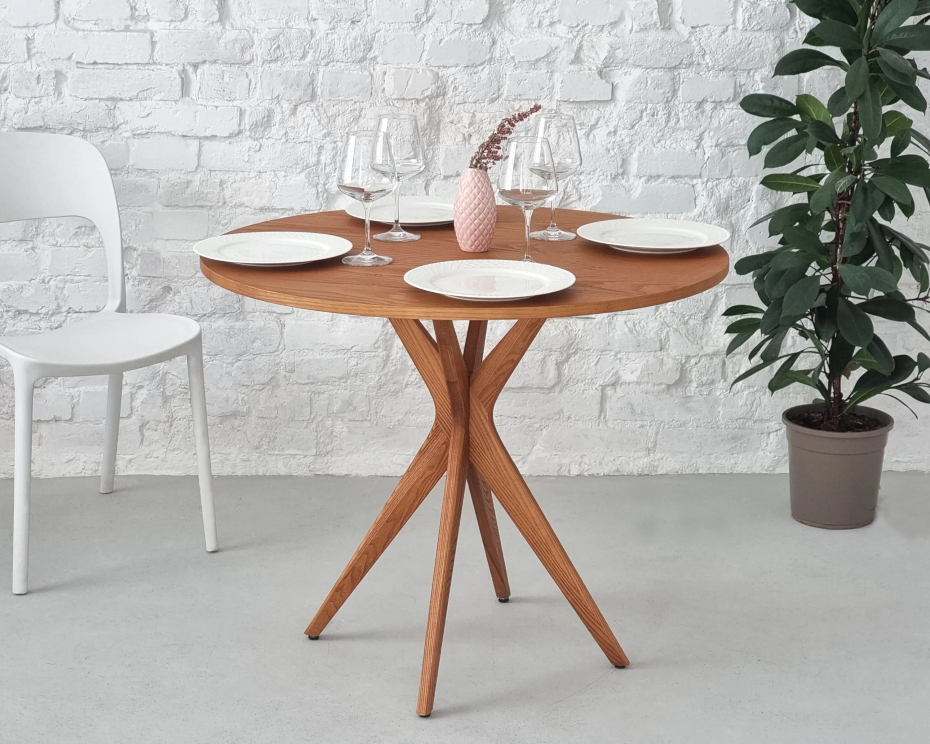 Mały stół okrągły JUBI 60x60 dąb - NRAGABATJ60_OAK