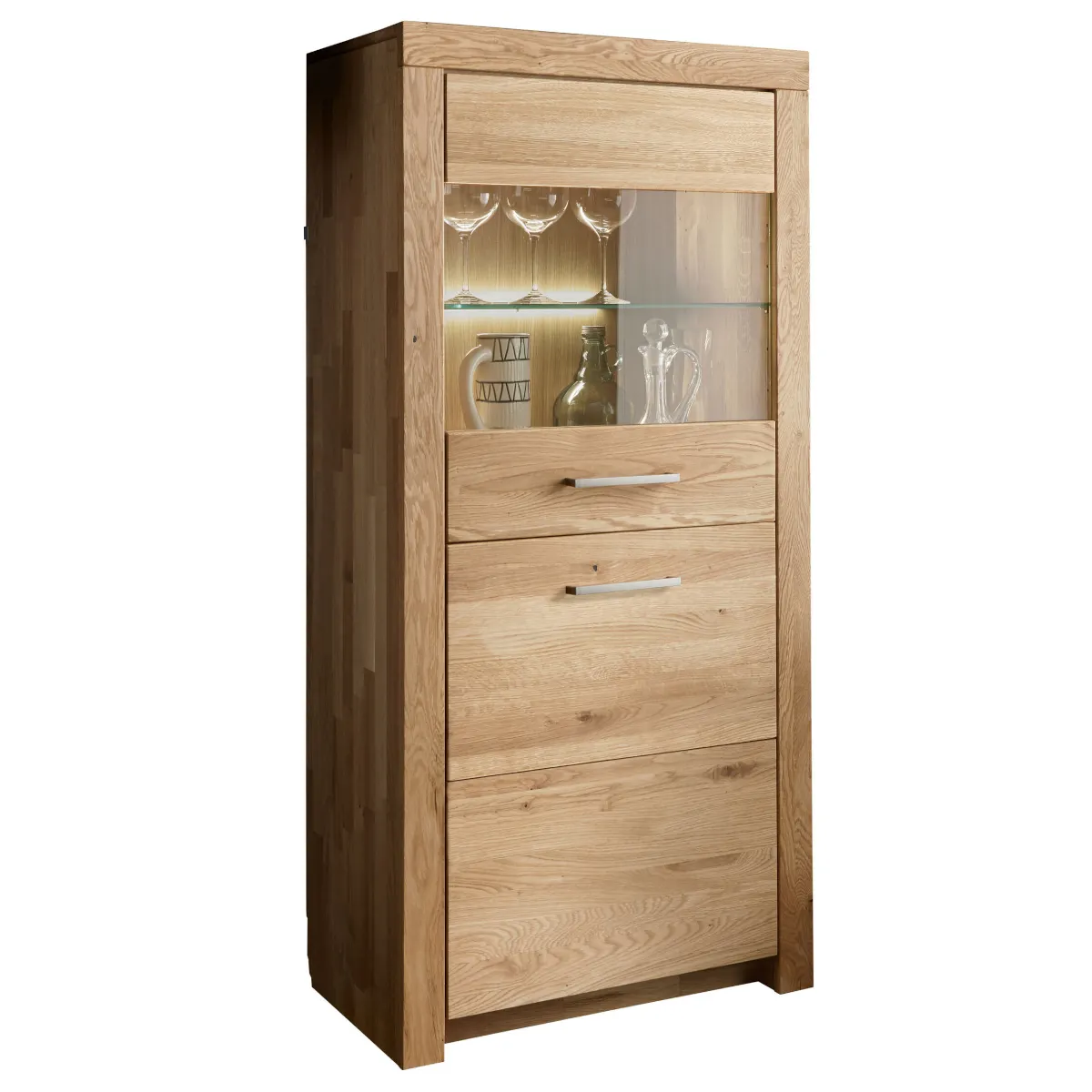 Kredens 1-drzwiowy dębowy z przeszkleniem DOVE 65x141 - GK_1031690601