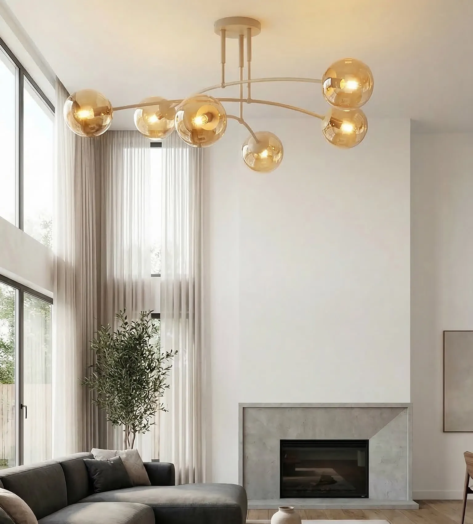 Lampa sufitowa PREGOS 6 MOKKA AMBER beżowa miodowy - 1686/6