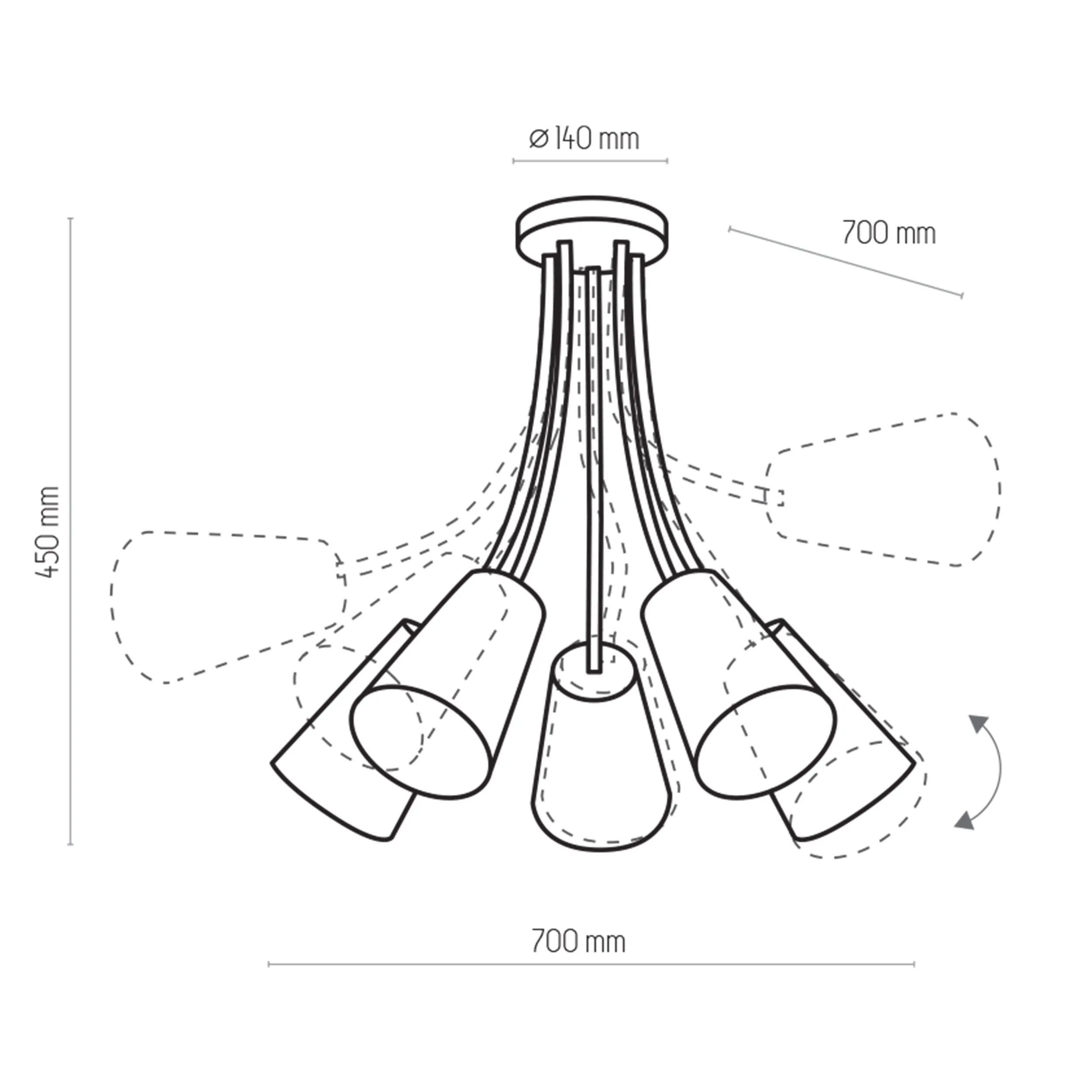 Lampa sufitowa WIRE KIDS biała różowa fioletowa regulowana 70x50cm - TK_1712
