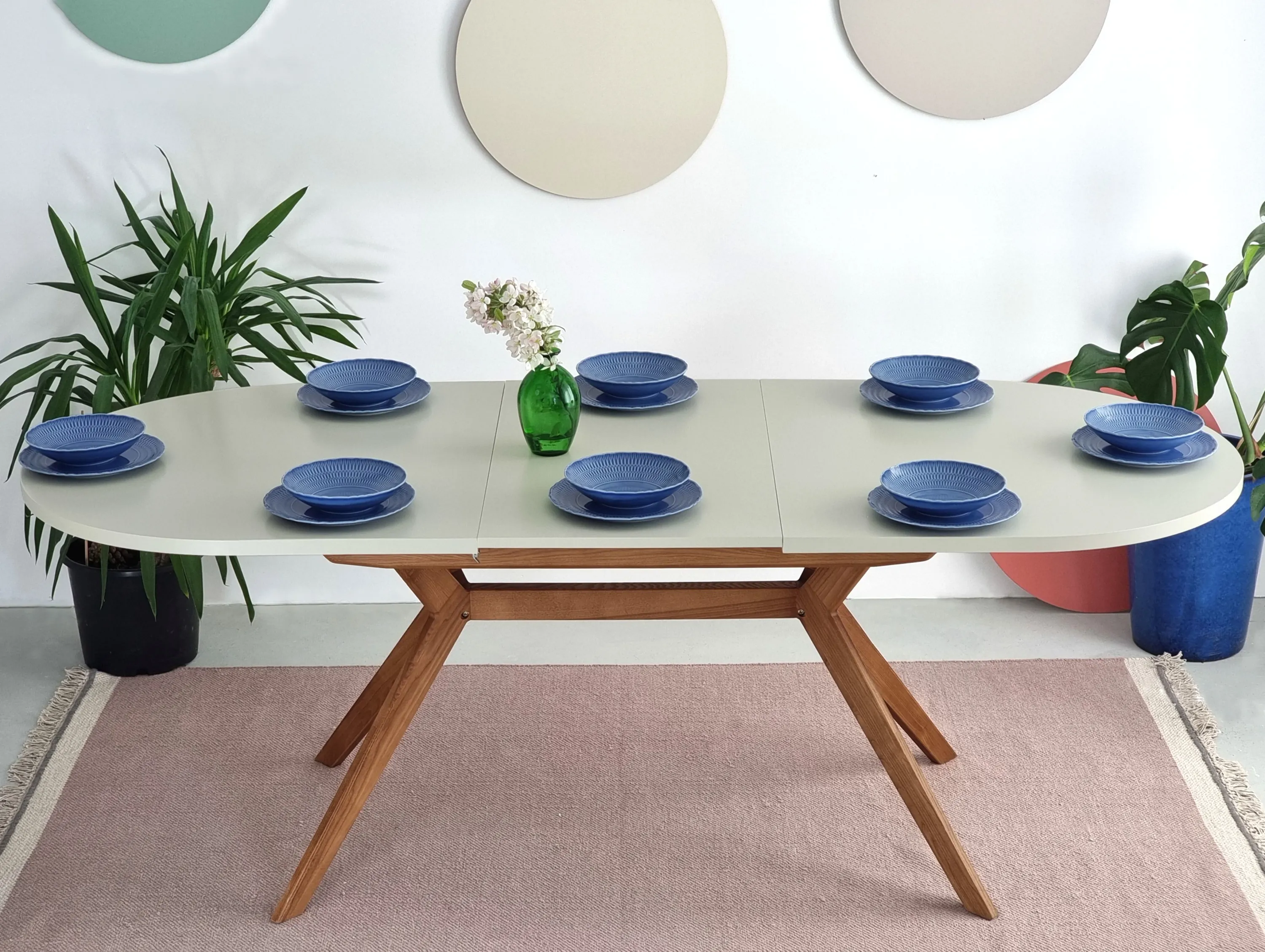 Owalny stół rozkładany BIJU 90x170-220cm biały dąb — zdjęcie 4