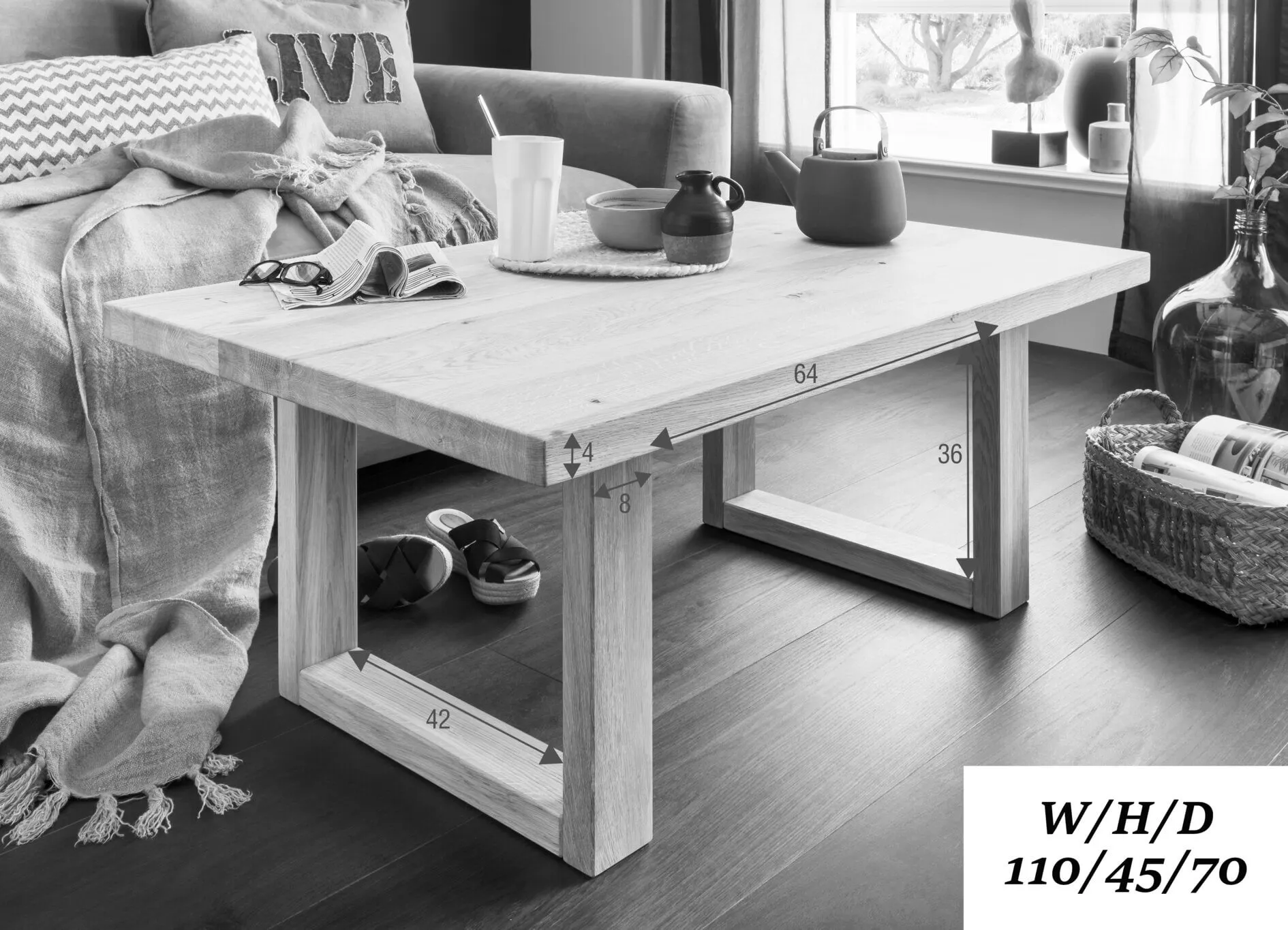 Stolik kawowy prostokątny dębowy DOVE 110x70x45 - GK_1031691601