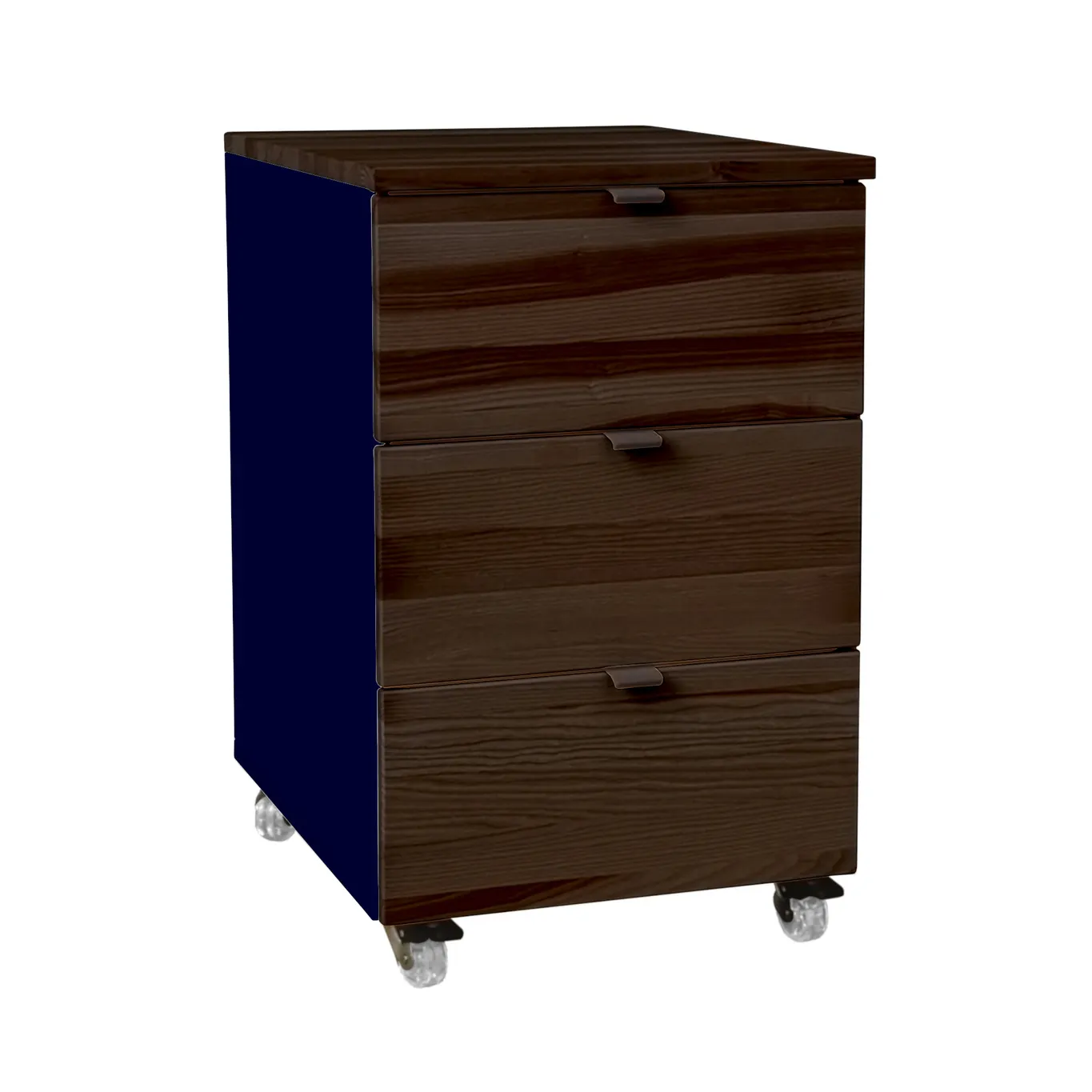 Kontenerek pod biurko z szufladami LUKA na kółkach 41x50 granatowy/kolor orzech Kontenerek pod biurko z szufladami LUKA na kółkach 41x50 granatowy/kolor orzech