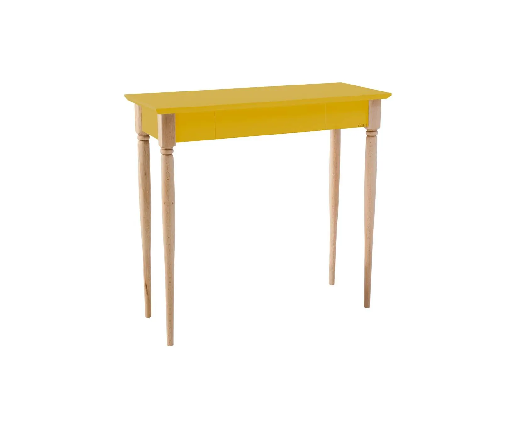Biurko z szufladą MAMO 65x40 żółty blat/drewniane nogi