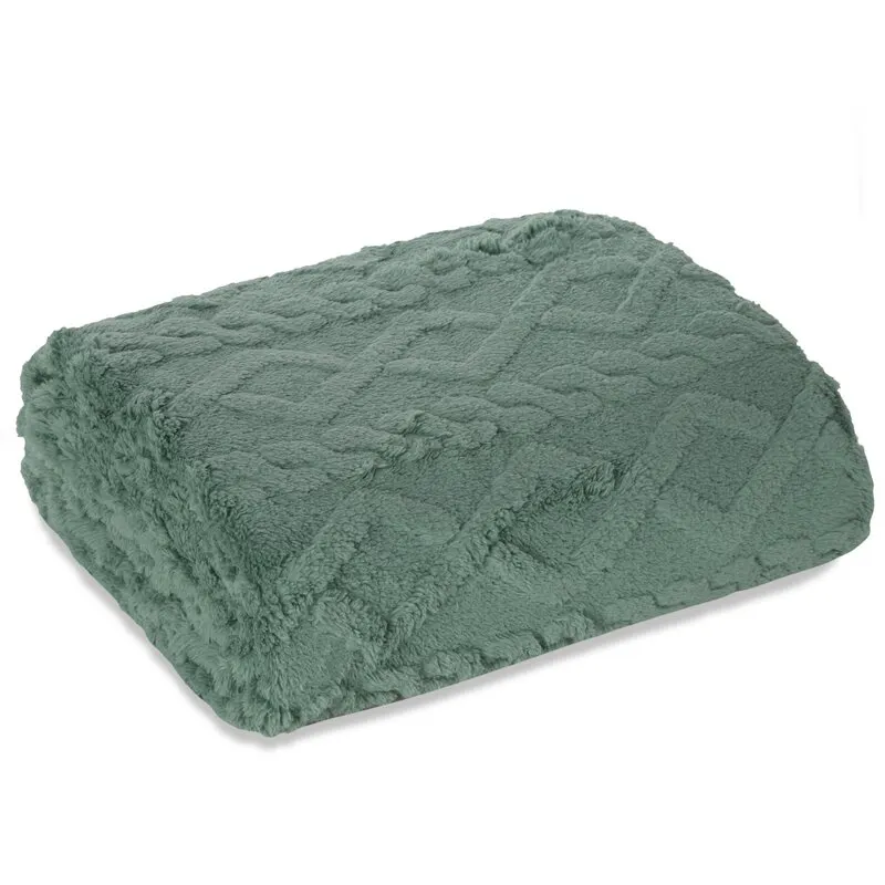 Koc trójwymiarowy D91 WARKOCZ 200 X 220 cm Miętowy — zdjęcie 4