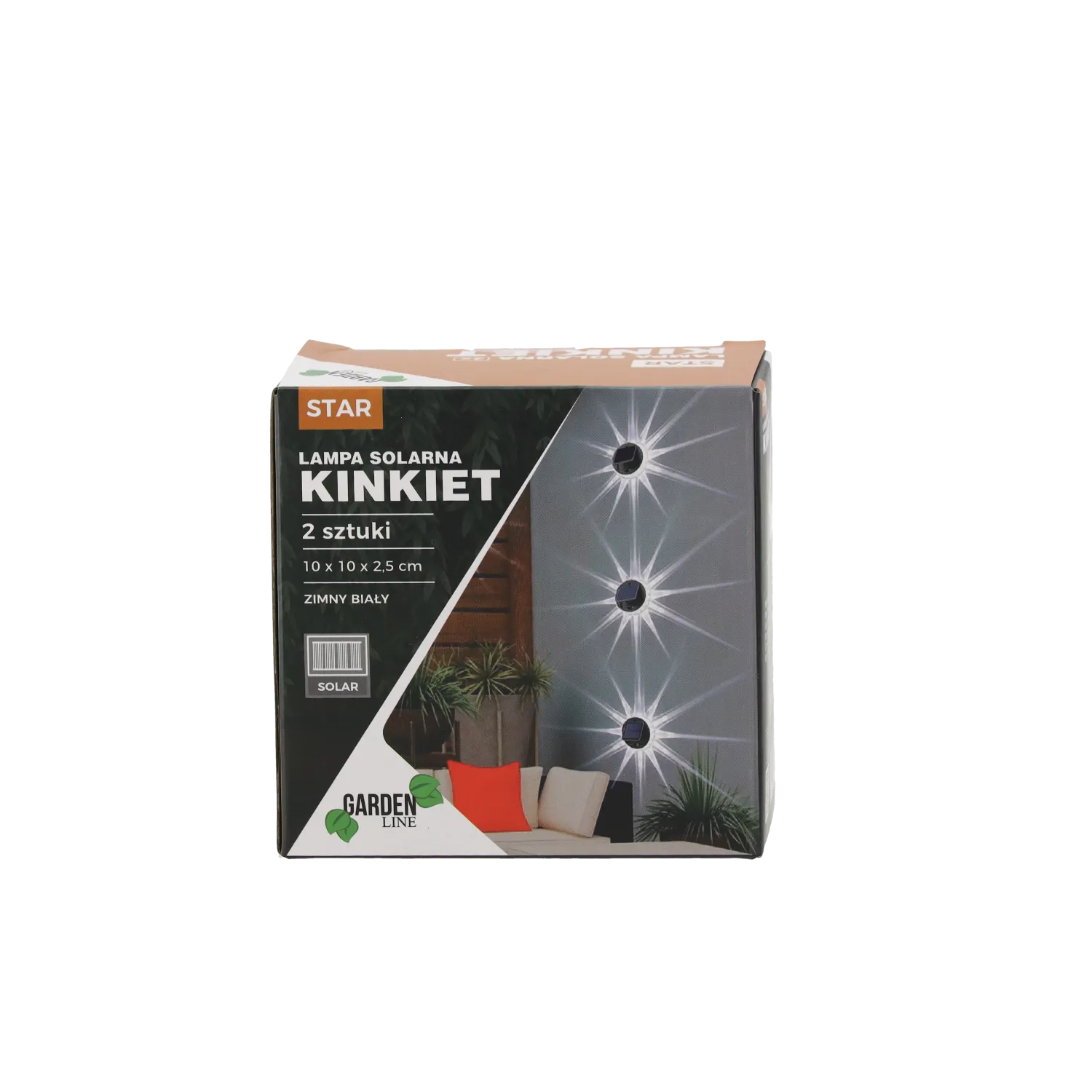 lampa solarna, kinkiet, 2 sztuki, zimny biały, garden line
