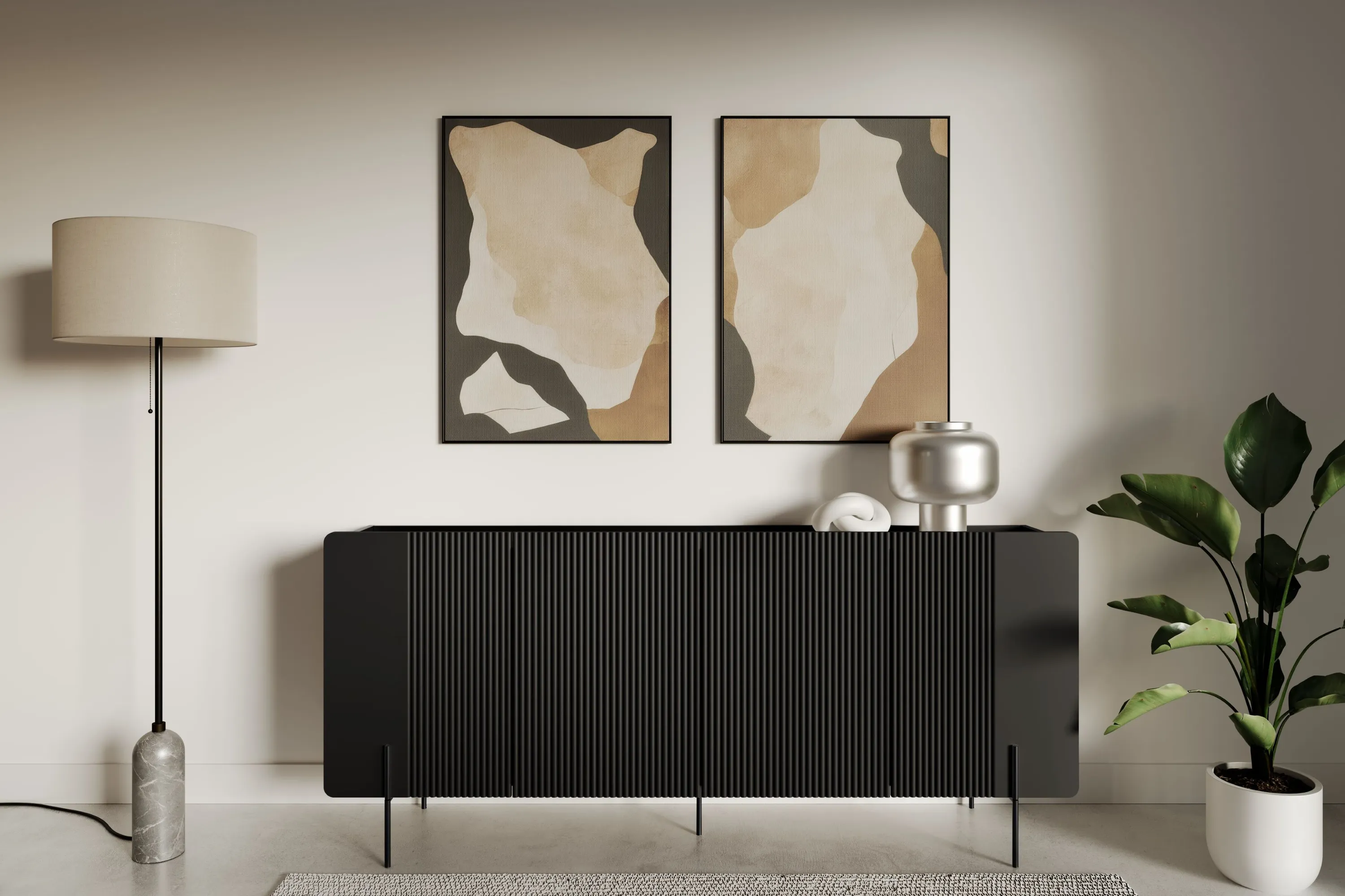 Komoda 4-drzwiowa MALMI 200cm - czarna - B_166968