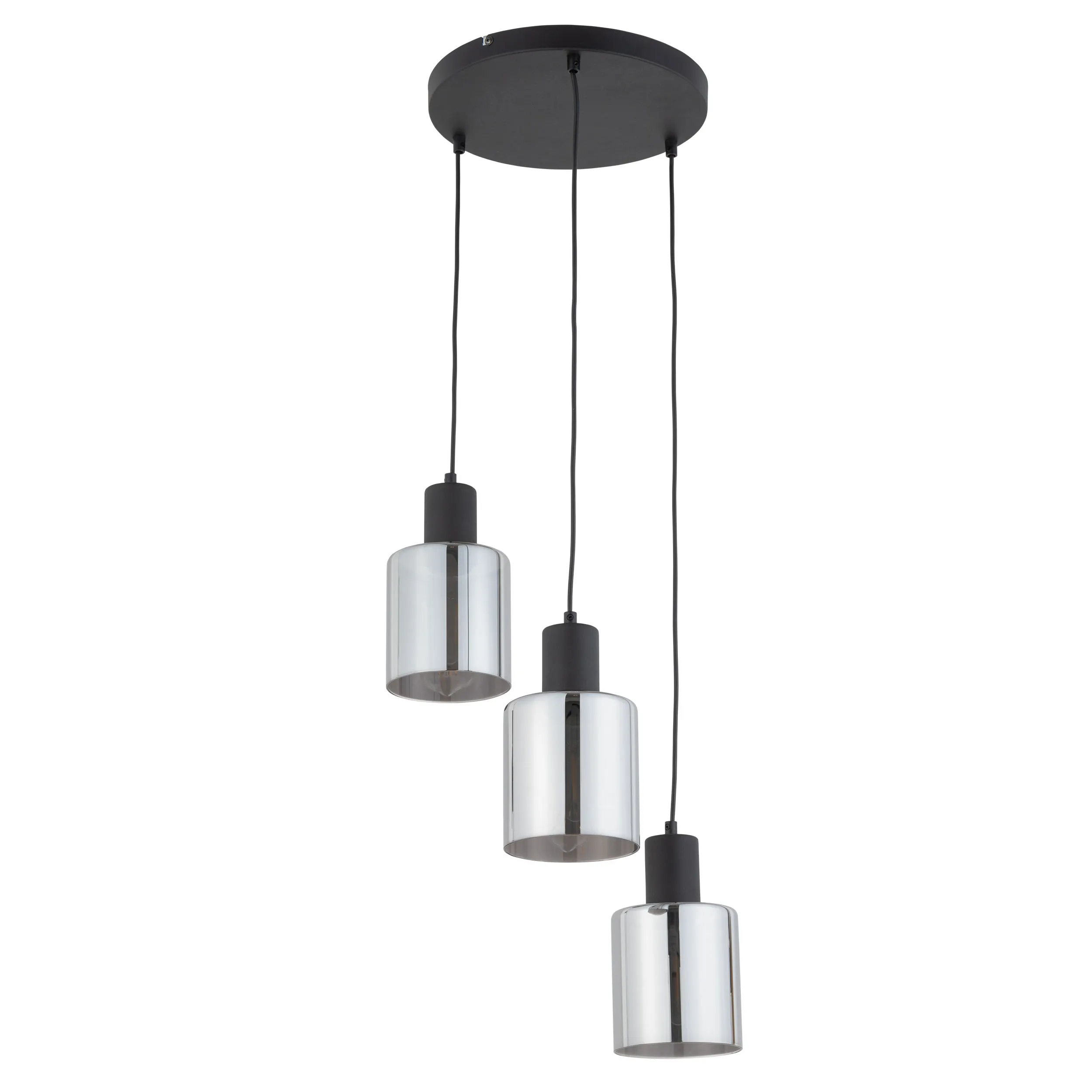 Lampa wisząca SIERRA czarna z lustrzanymi szklanymi kloszami 100x32cm