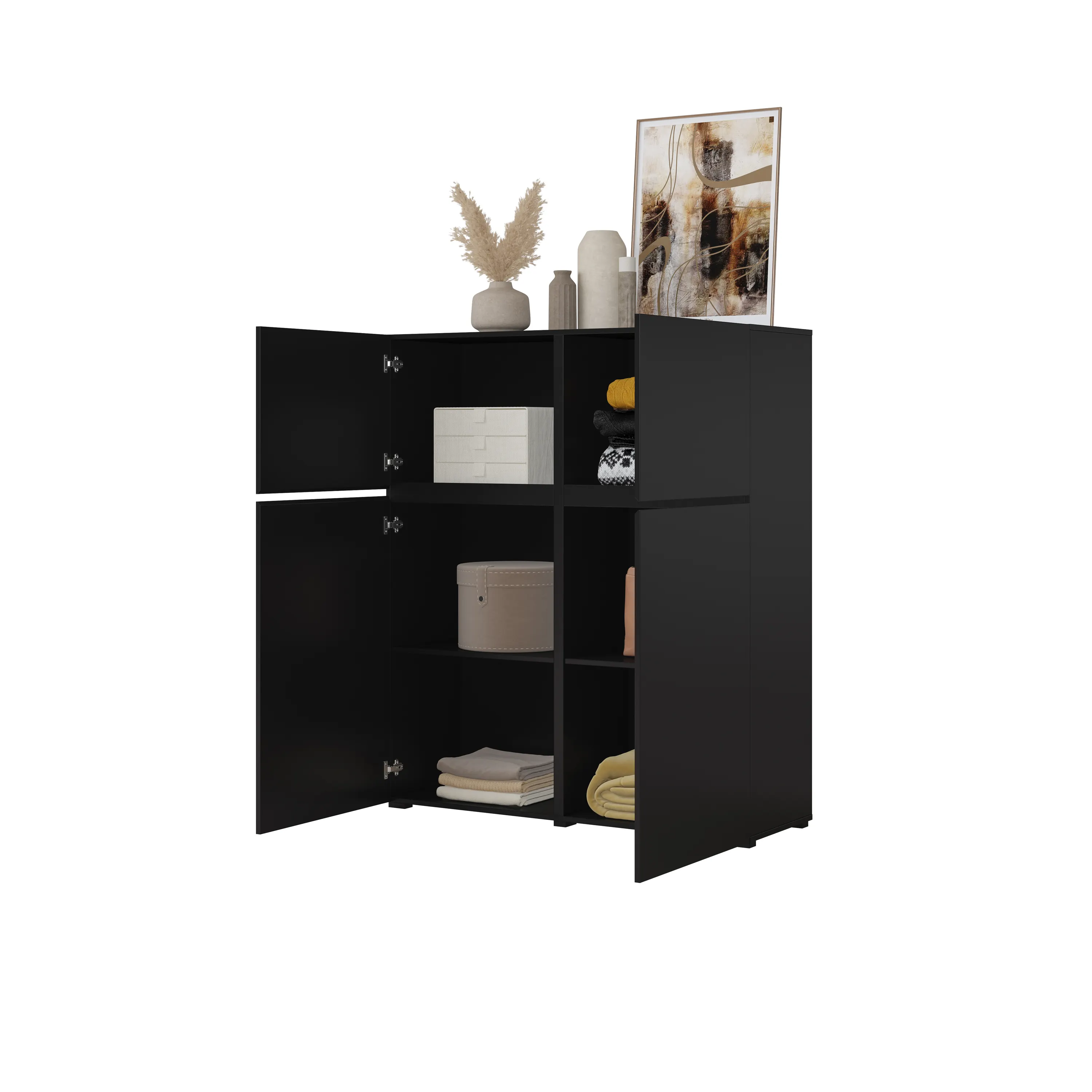 image szafa, szafka, czarna, regał z półkami, mebel