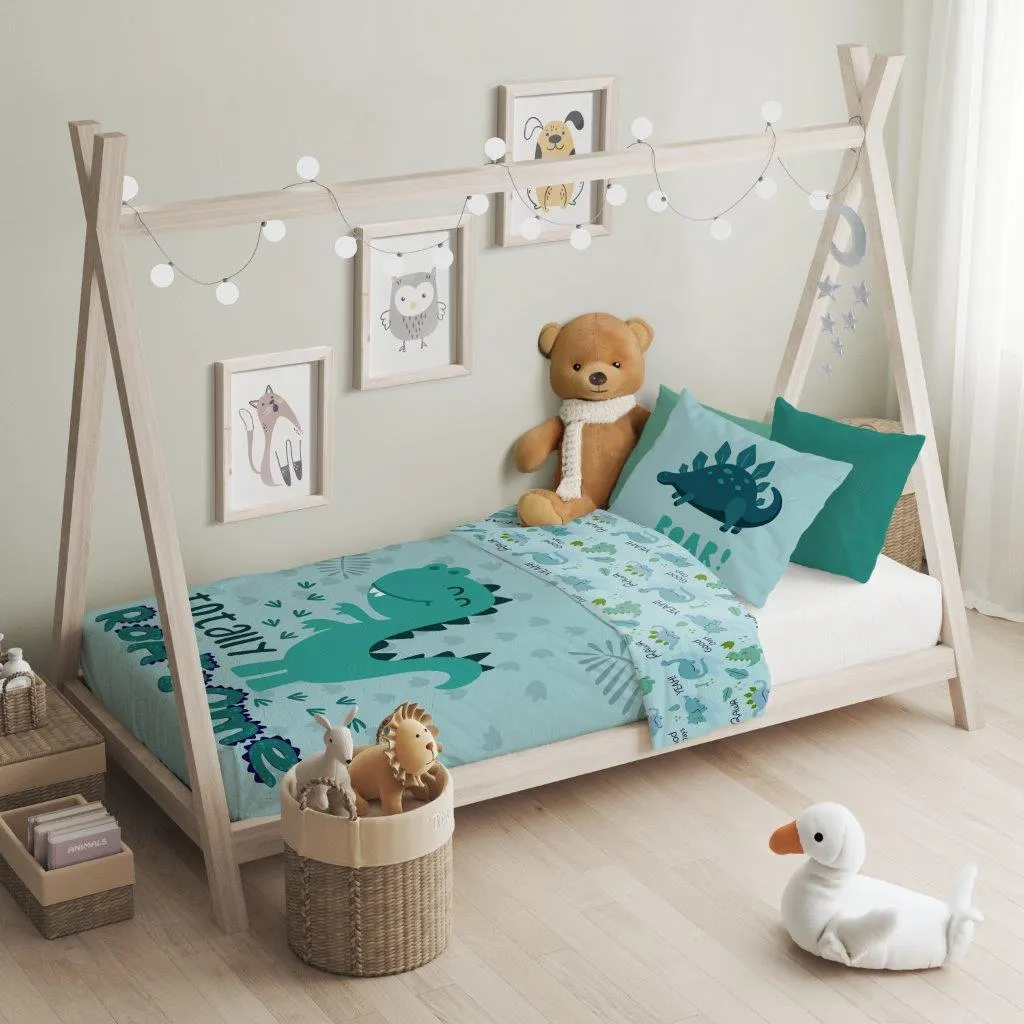 Pościel komplet dla dzieci PRZYTULAKI 019 bawełna 100X135+40X60 DINOZAUR wielokolorowy - FARO_30435