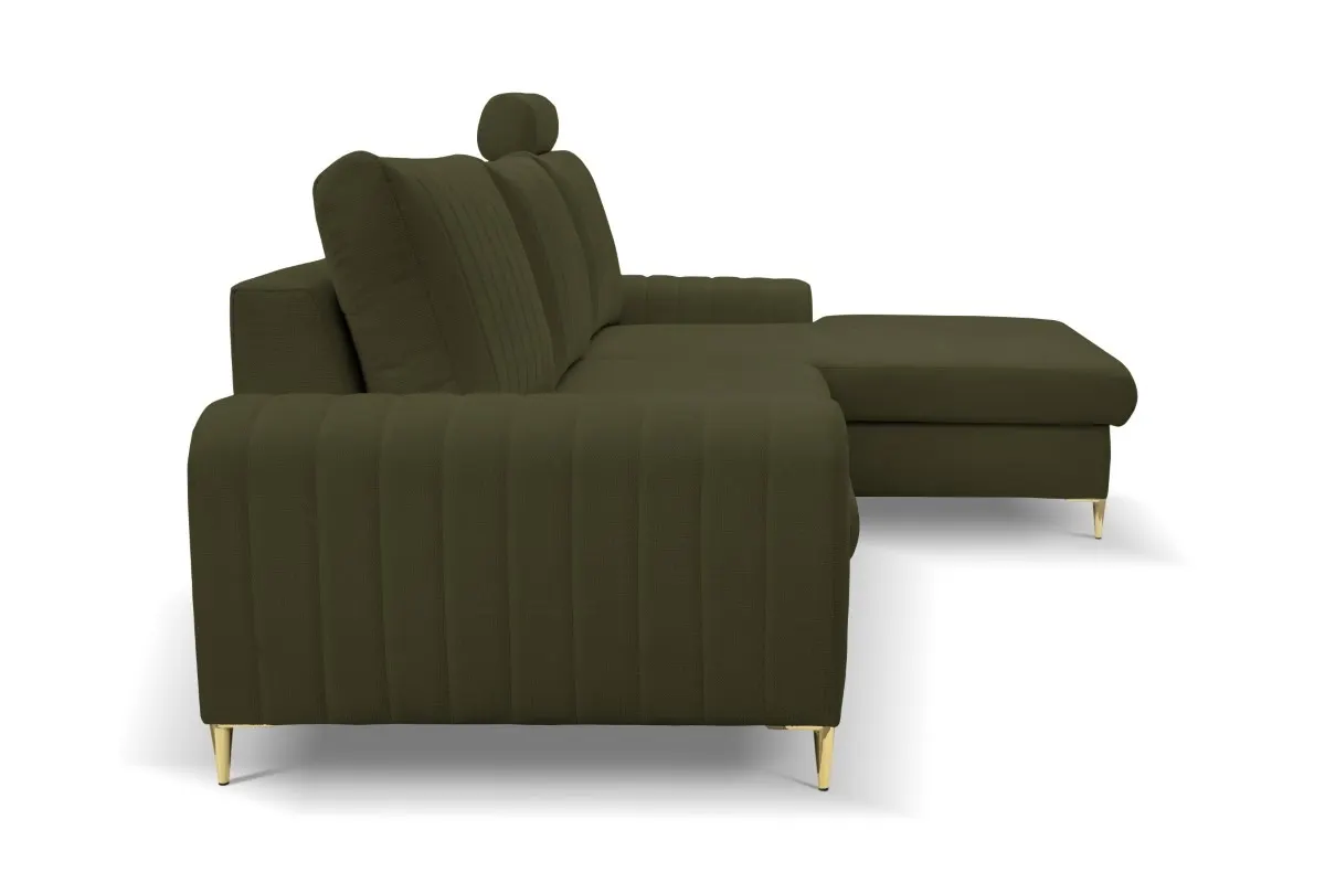 Narożnik rozkładany z pojemnikiem MONACO LOFT 251 cm prawy oliwkowy