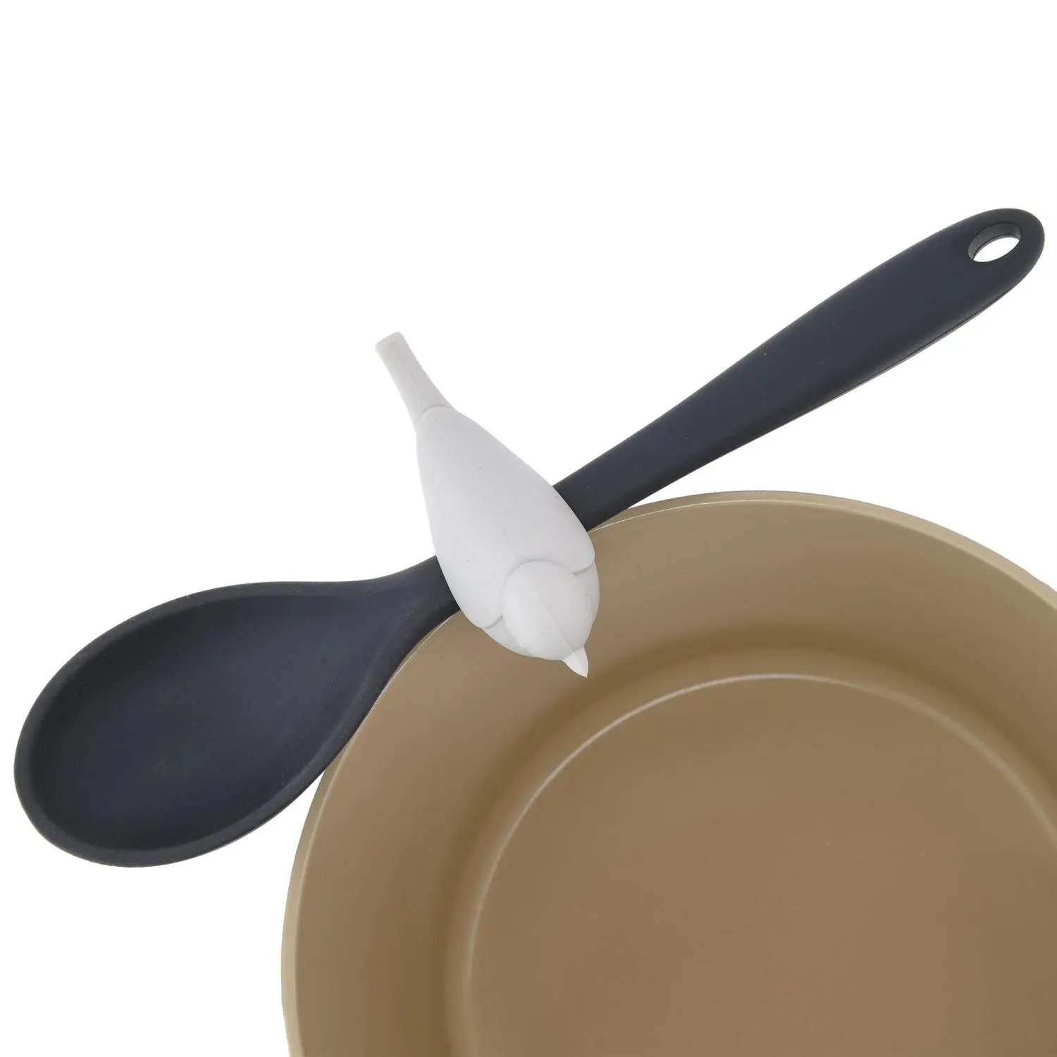 image silikonowa łyżka, łyżka do zup, patelni zestaw, kuchenna akcesoria, kolor beżowy