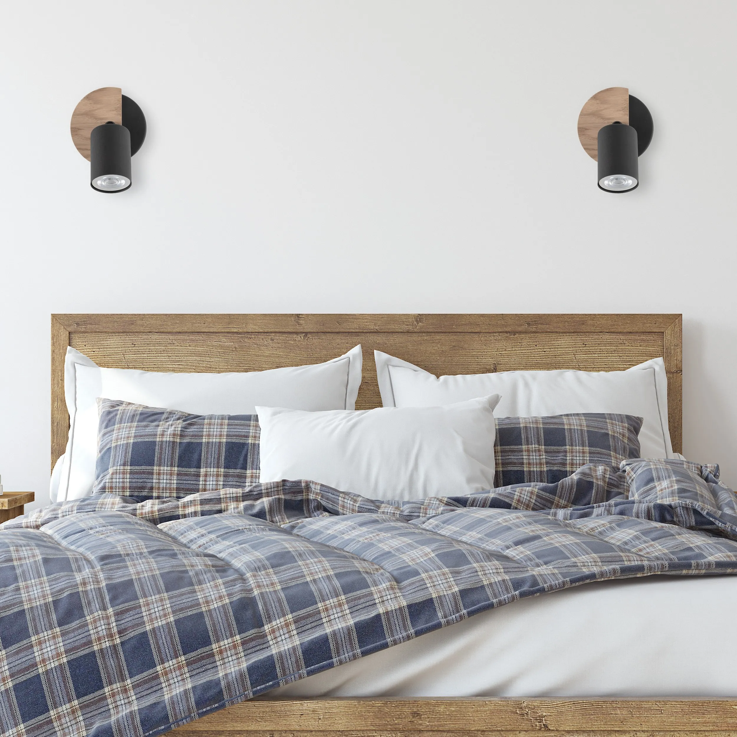 Lampa sufitowa / Kinkiet COVER czarna z drewnianym elementem regulowana 15x14x11cm - TK_4673