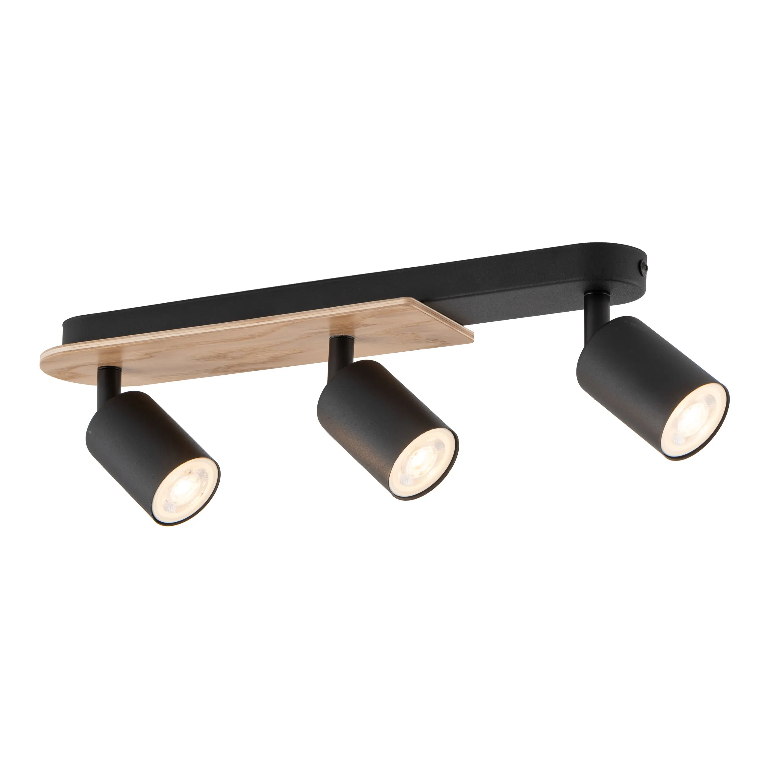 Lampa sufitowa COVER czarna z drewnianym elementem na metalowej listwie 51x18x14cm - TK_4675