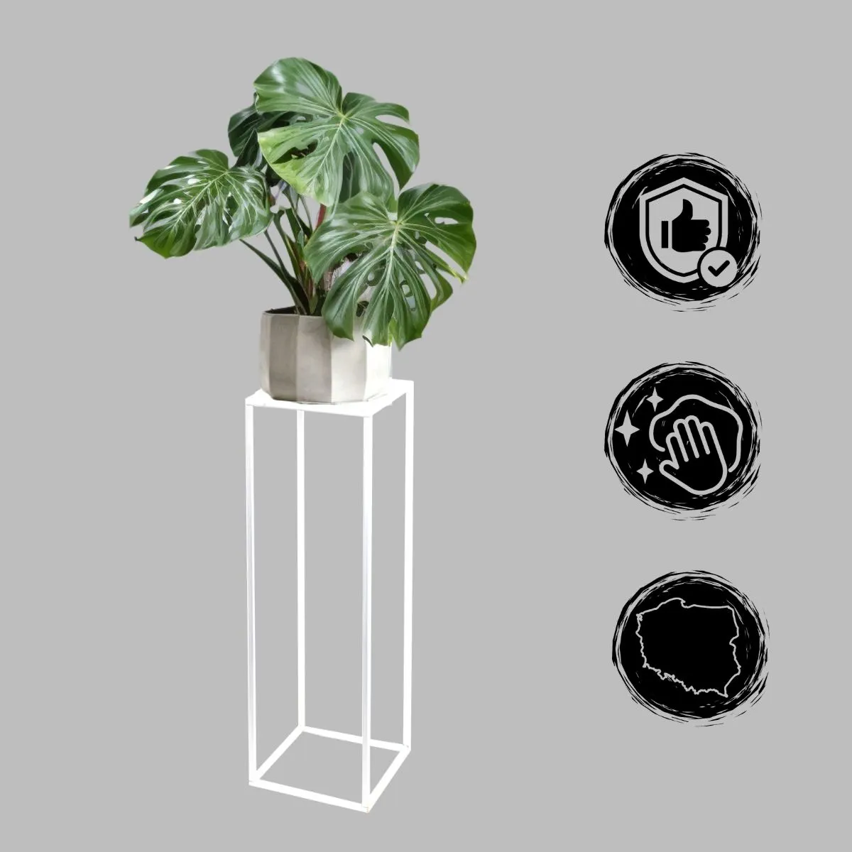 Kwietnik stojący metalowy EVRON M biały - LD_TZ000091