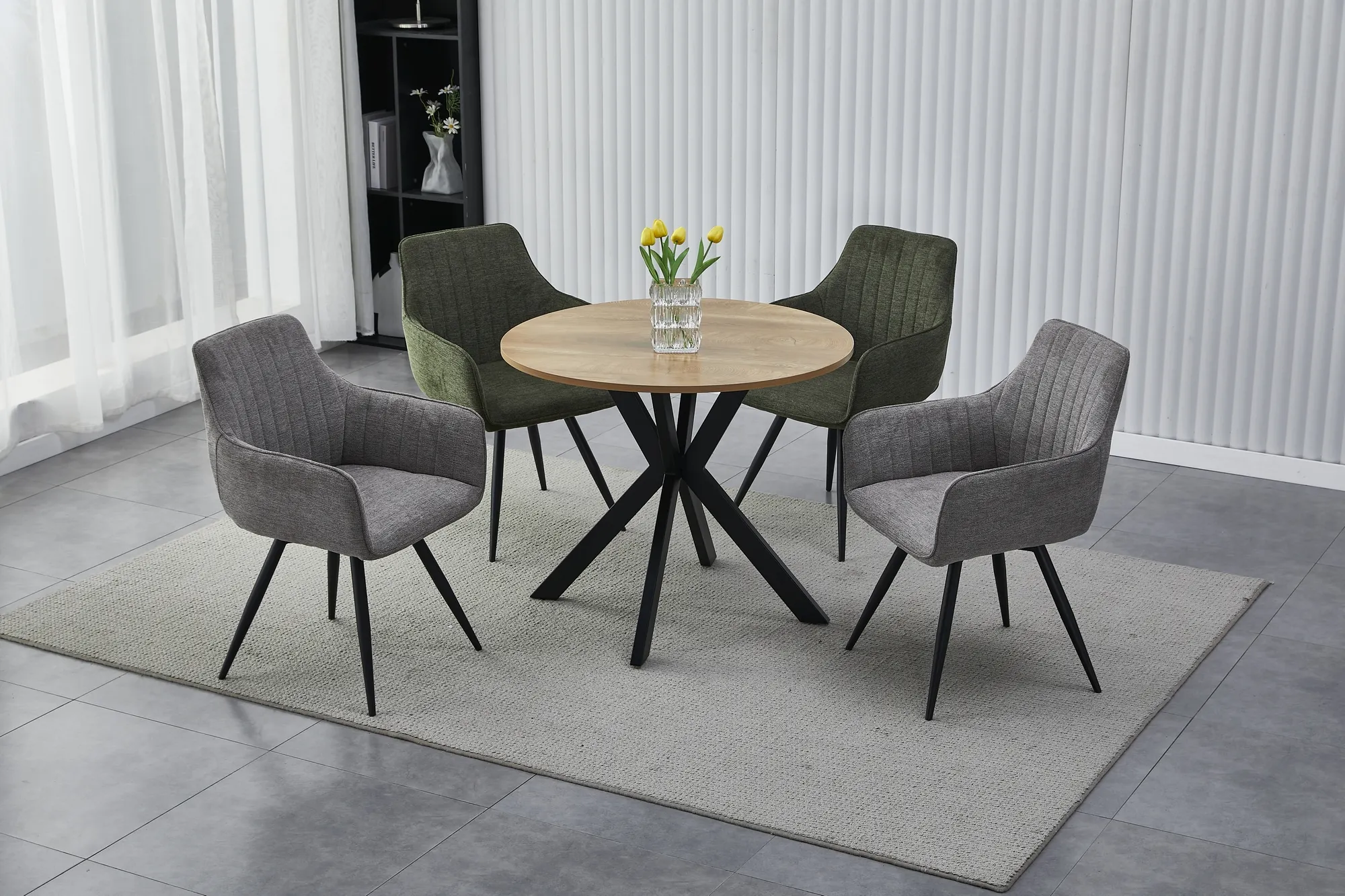 Stół okrągły TALIA II dąb, czarny FI90 - TALIAIIDCFI90