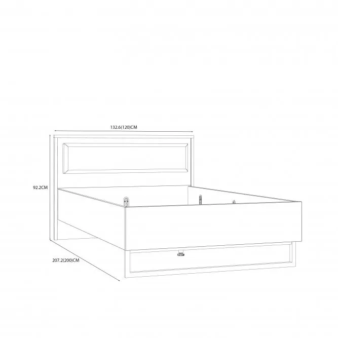 Łóżko z tapicerowanym zagłówkiem ORIENTAL TREE 120x200 Dąb Bartex, czarny - HUDL1122-M525