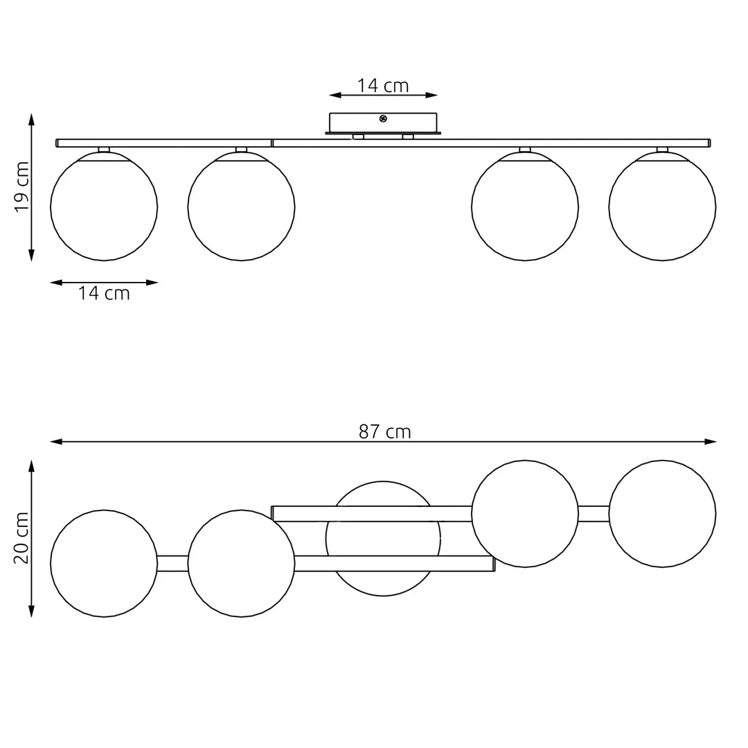 Lampa sufitowa kule KAIRO 4 BL GRAFIT - 1447/4