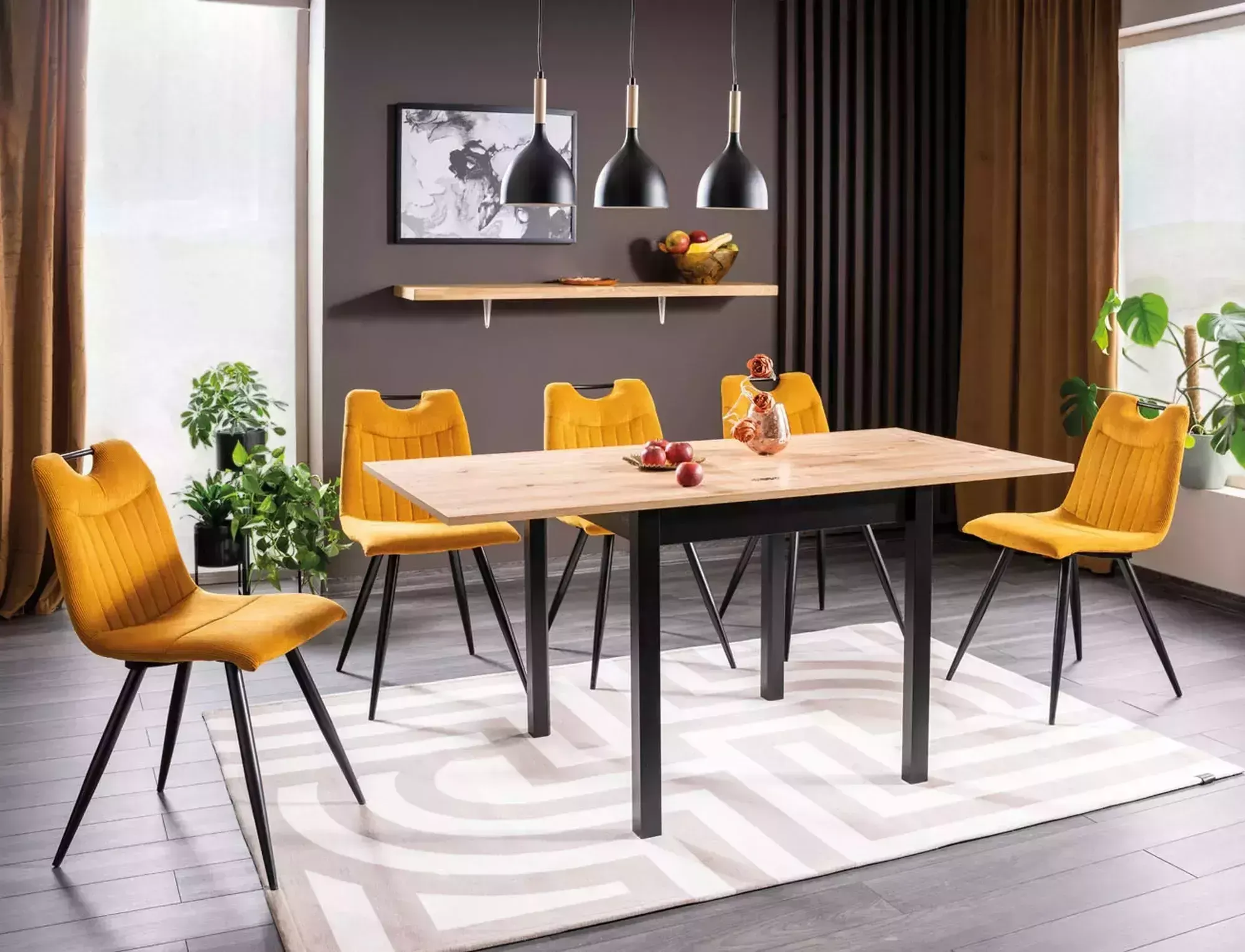 Stół rozkładany FLIP 60(120)x80 dąb Artisan/czarne nogi - FLIPDAC60