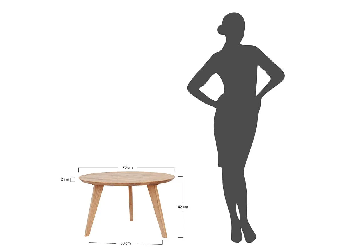Stolik kawowy dębowy ORBETELLO okragły 70 cm - dąb olejowany - 3SORB58