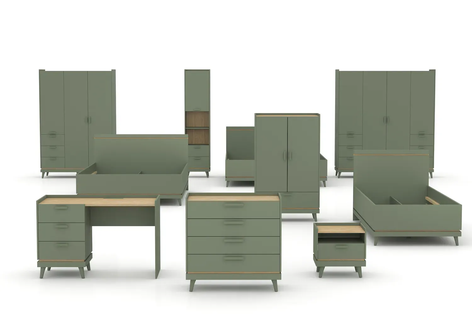 Łóżko z pojemnikiem SCANDI 52 180cm zielony - 24GDOH52