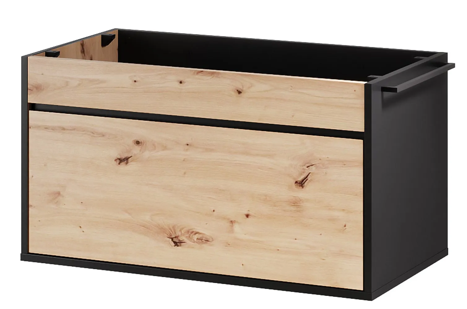Szafka wisząca pod umywalkę MOSSA z szufladą 45x80 dąb Artisan/czarny Szuflada, Meble, Skrzynka pocztowa, Pudełko, Skrzynia