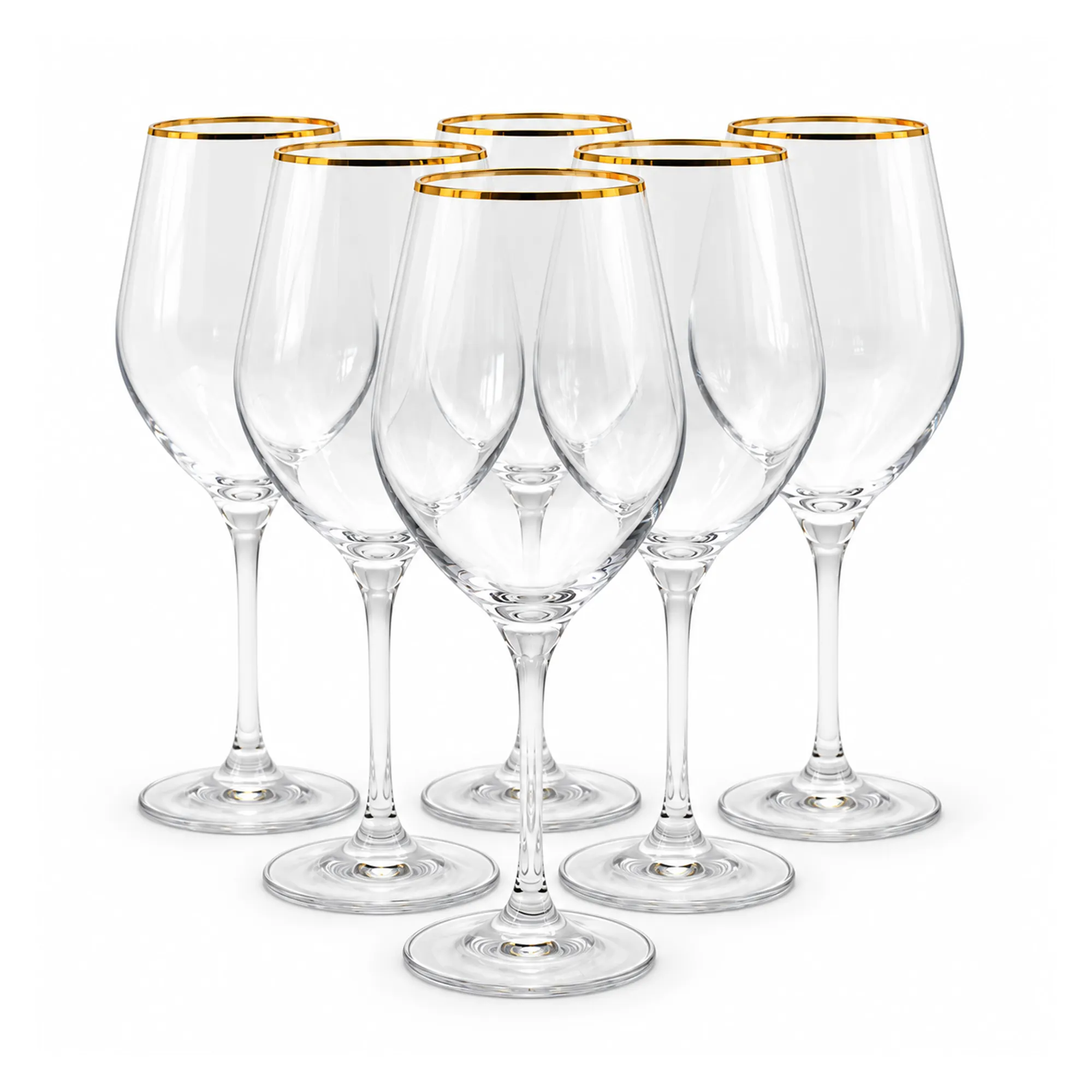 Zestaw 6 kieliszków do wina SPLENDOUR GOLD złote obrzeże 460 ml Zestaw 6 kieliszków do wina SPLENDOUR GOLD złote obrzeże 460 ml