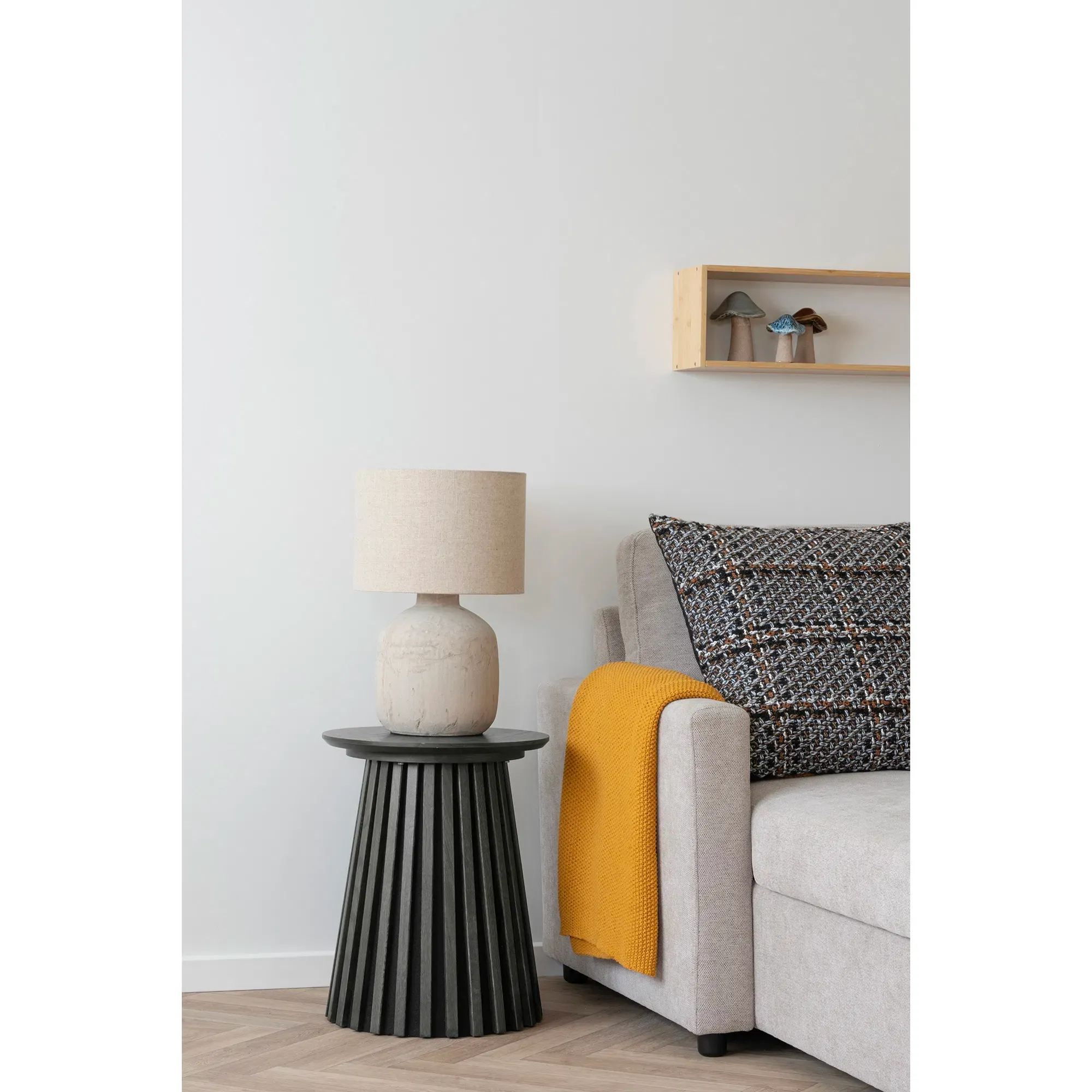 Stolik kawowy OSAKA fornir dębowy FI 40x50 cm -czarny - 2102077