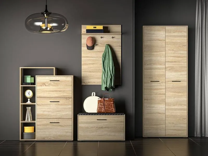 Szafka na buty z szufladą i 2 klapami Caro 09 Sonoma jasna 90x50x34 — zdjęcie 9