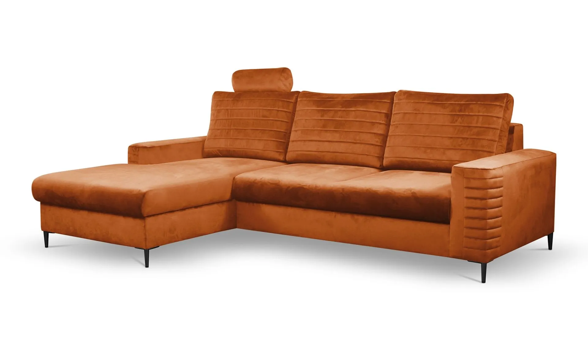 Narożnik rozkładany z pojemnikiem COLLIN VELLUTO 253 cm lewy ceglasty Kanapa, Meble, Poduszka, Wystrój domu