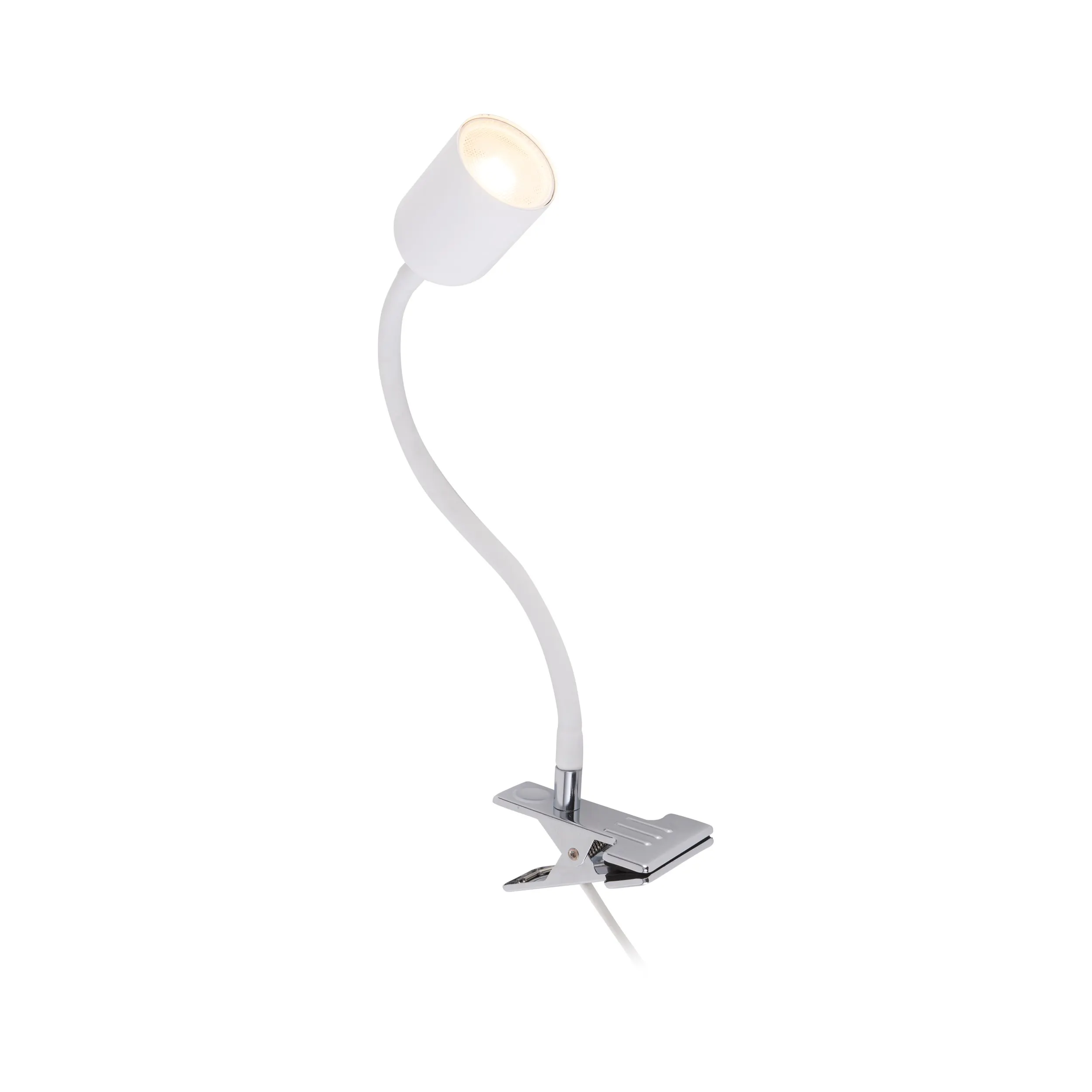 Lampa mobilna na klips TOP biała z chromowaną podstawą regulowana 35x20x6cm - TK_4559