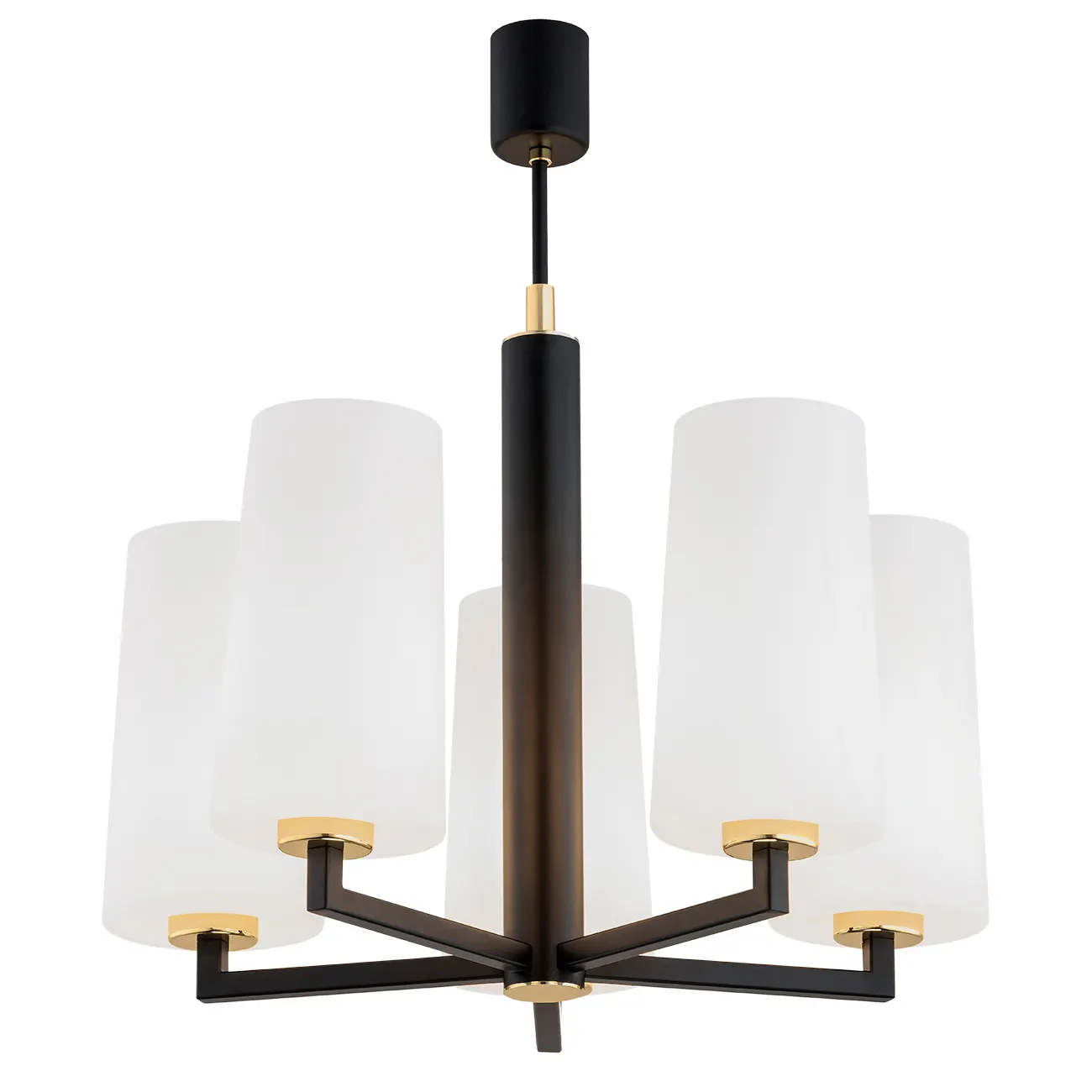 Żyrandol CAMELOT PLUS metalowy czarny mosiądz opal 58x51cm