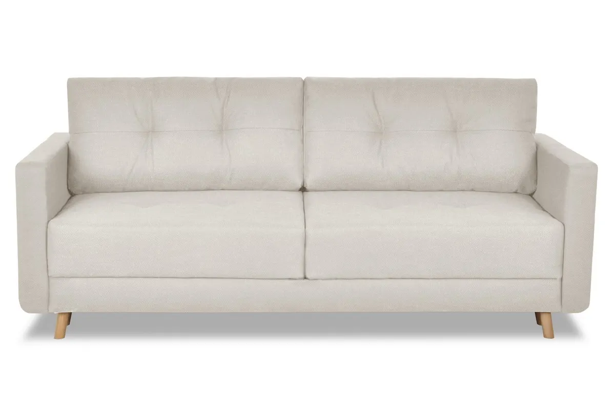 Sofa rozkładana z pojemnikiem SCANDI 218 cm beżowa pikowana - SCANDINEW-AUSTIN2BEIGE