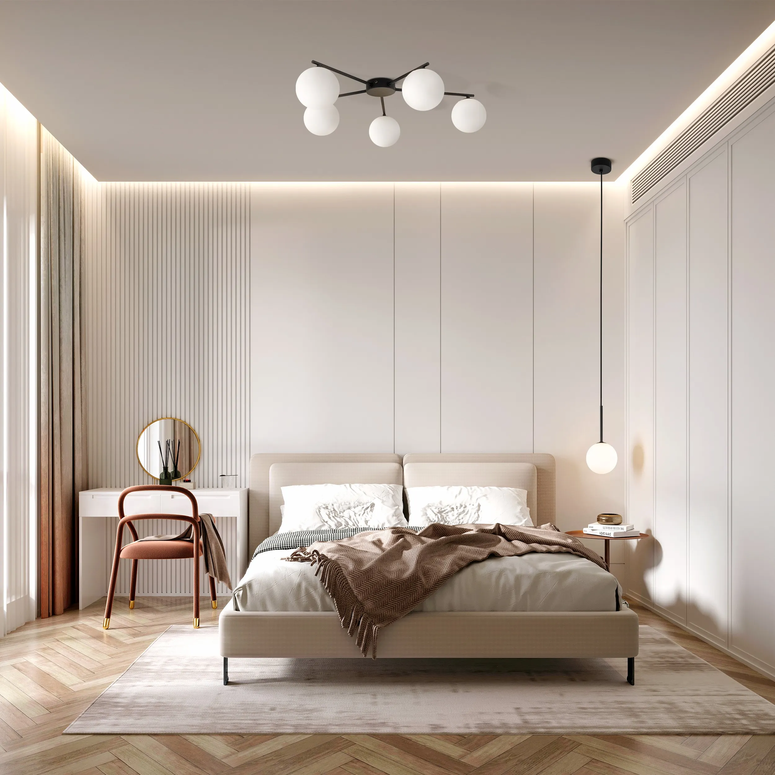 Lampa sufitowa ELTON czarna z białymi okrągłymi szklanymi kloszami 67x58x17cm - TK_10262